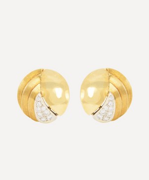 Kojis - 18ct Gold Vintage Diamond Disc Stud Earrings image number 0