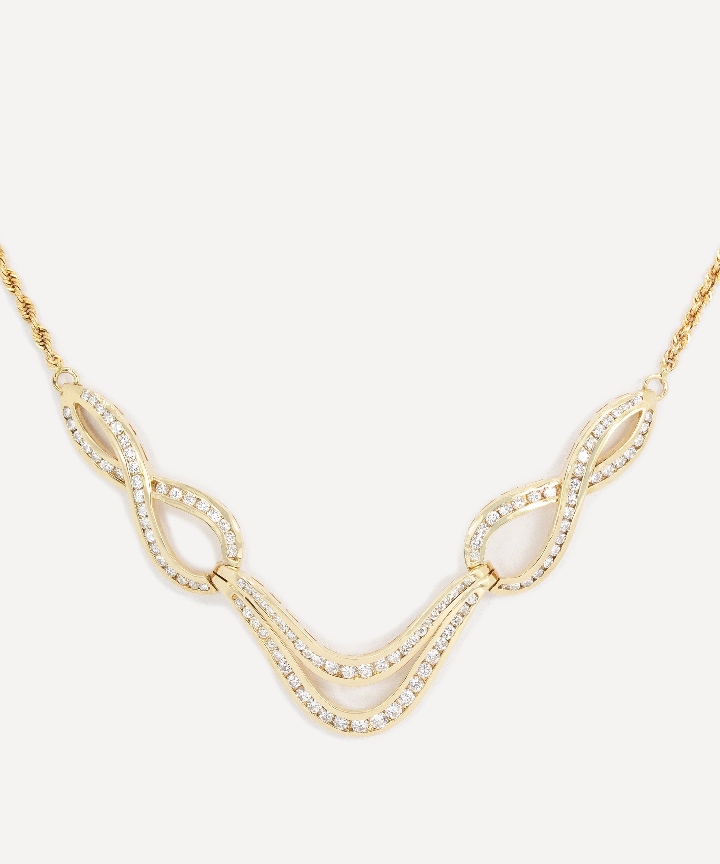 Kojis - 14ct Gold Vintage Diamond Twist Necklace image number 0