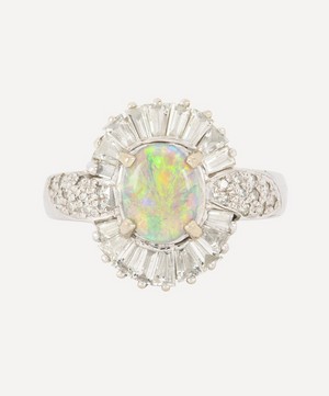 Kojis - 14ct White Gold Vintage Opal and Diamond Cluster Ring image number 0