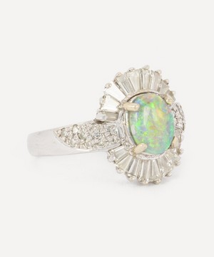 Kojis - 14ct White Gold Vintage Opal and Diamond Cluster Ring image number 1