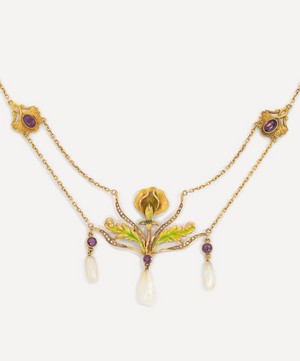 Kojis - 14ct Gold Art Nouveau Pearl and Amethyst Necklace image number 0