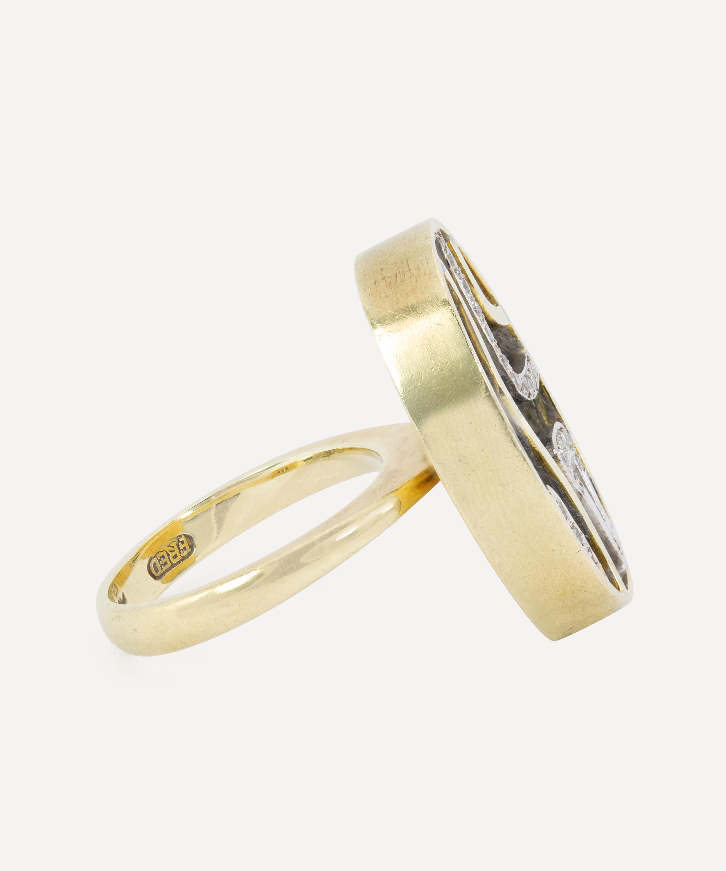 Kojis - 14ct Gold Vintage Fred Onyx and Diamond Plaque Ring image number 2