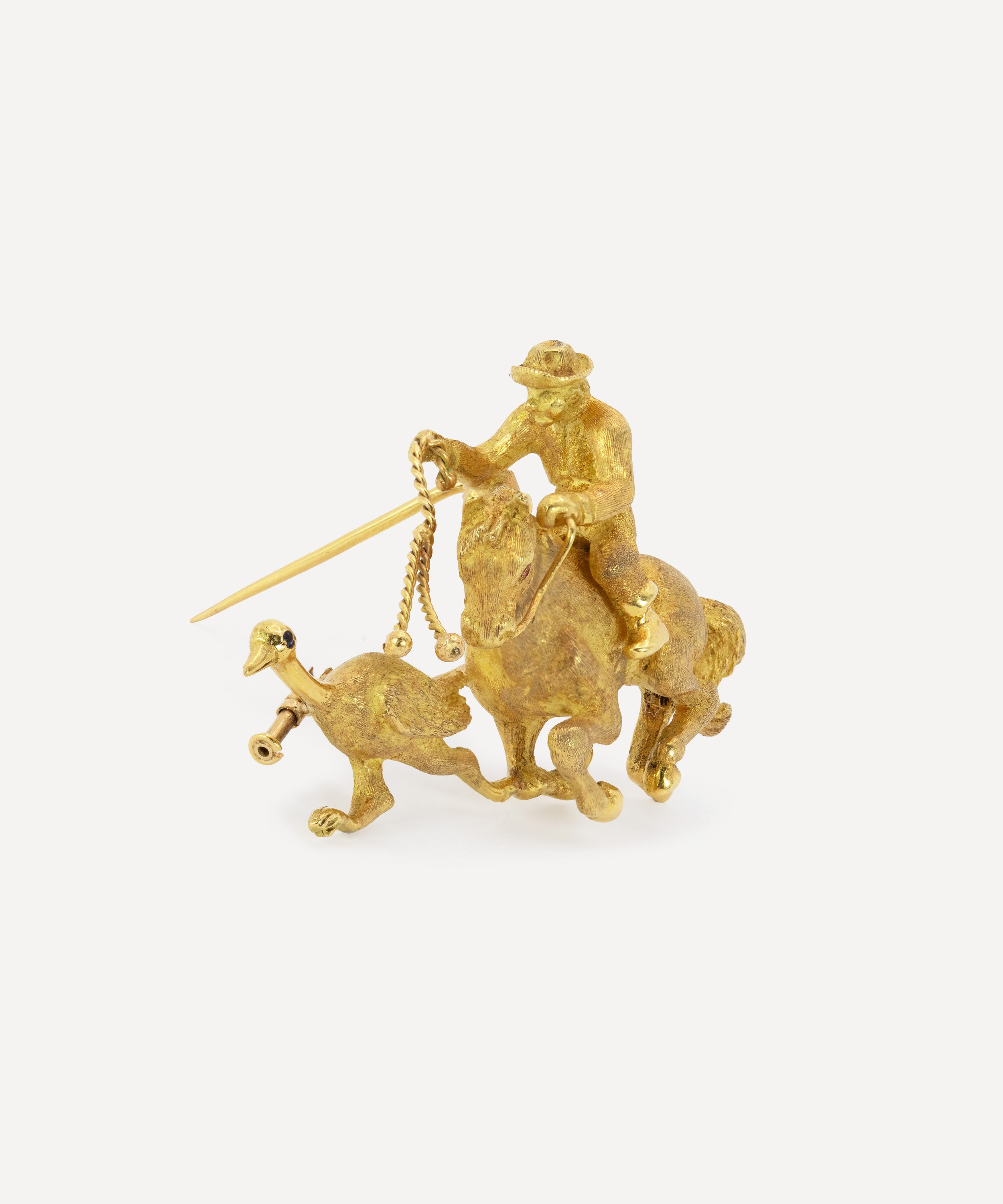 Kojis - 18ct Gold Argentinian Cowboy and Ostrich Brooch image number 1