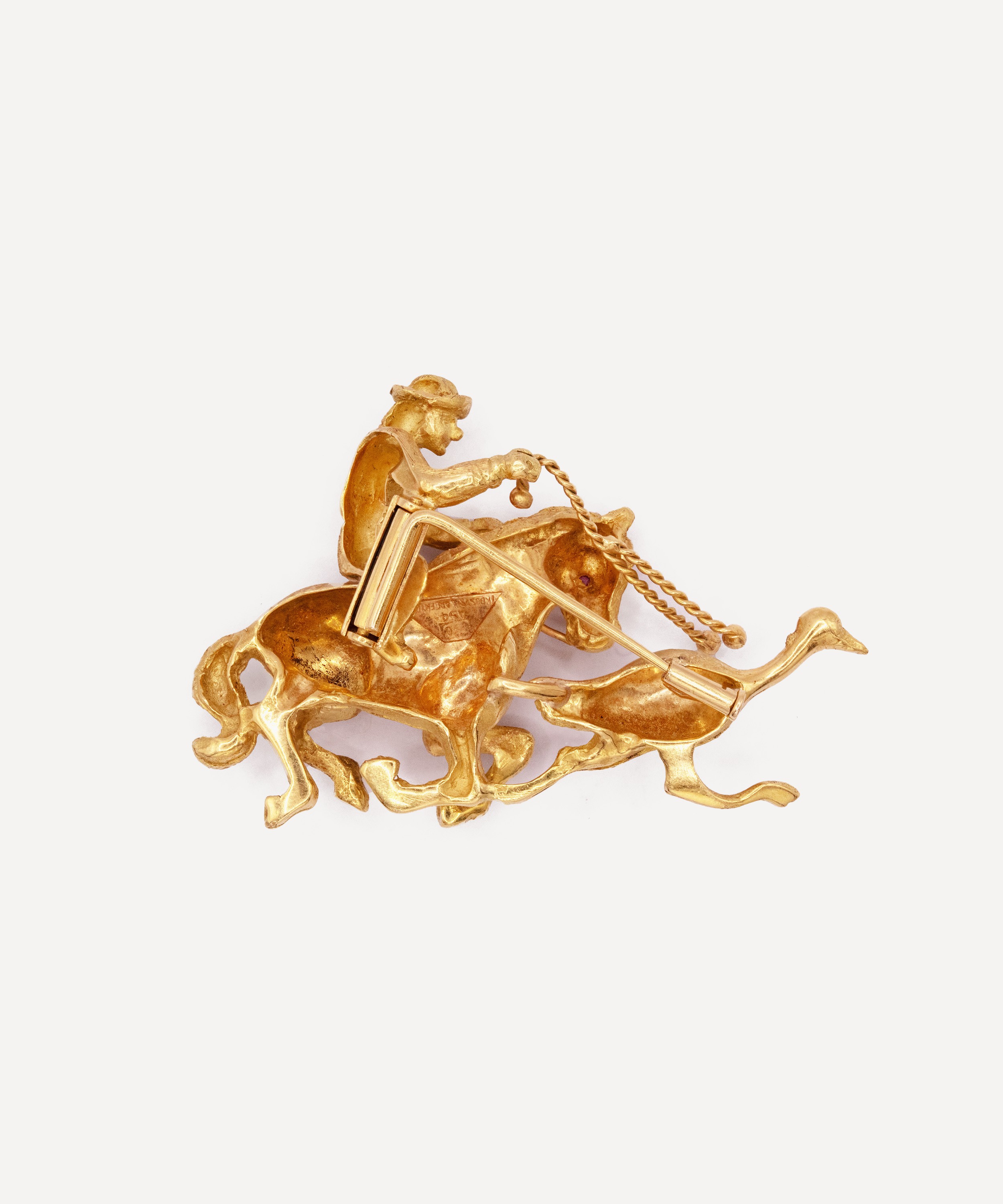 Kojis - 18ct Gold Argentinian Cowboy and Ostrich Brooch image number 3