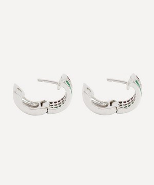 Kojis - 18ct White Gold Gemstone and Diamond Huggie Hoop Earrings image number 1