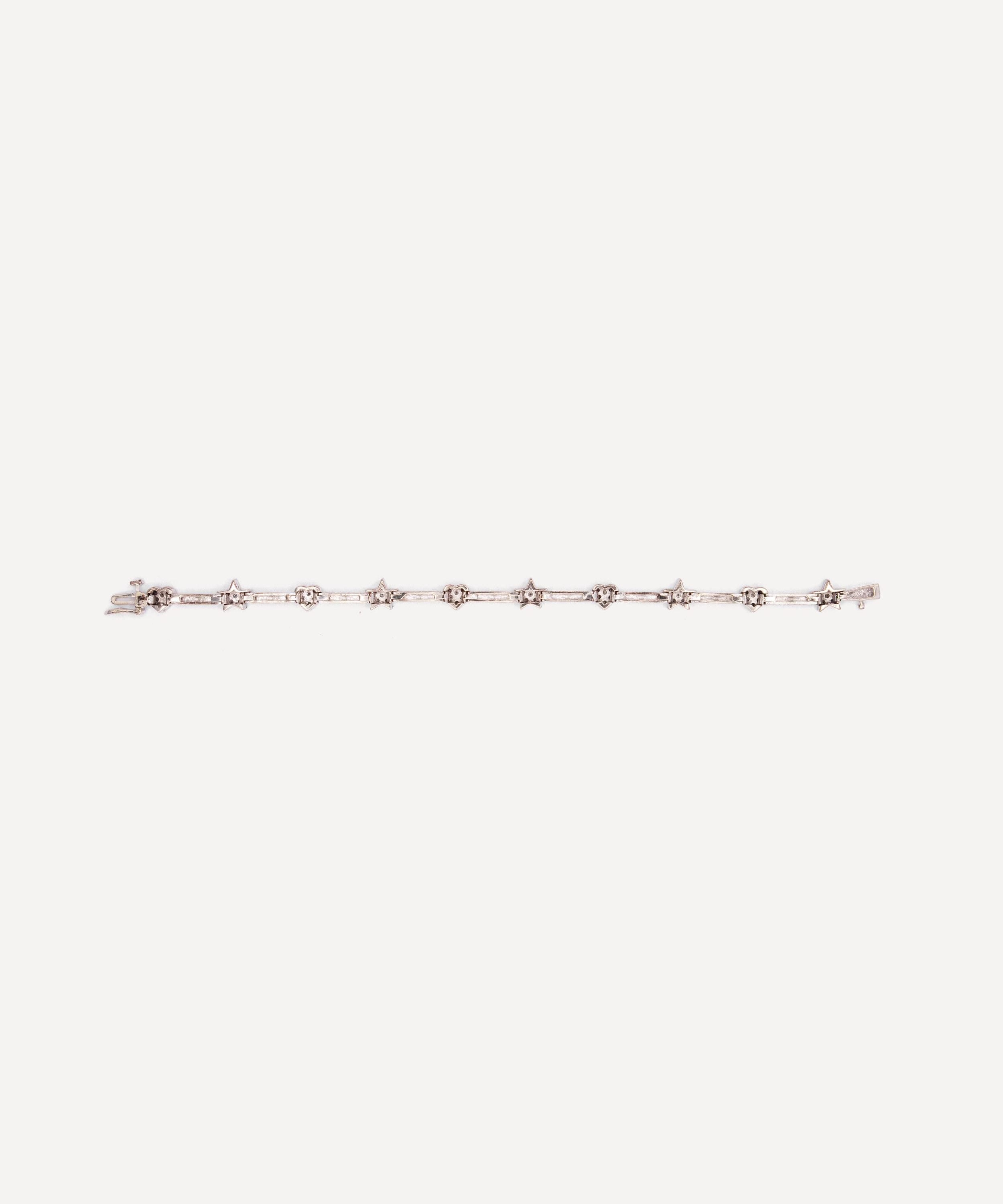 Kojis - 14ct White Gold Vintage Heart and Star Diamond Bracelet image number 3