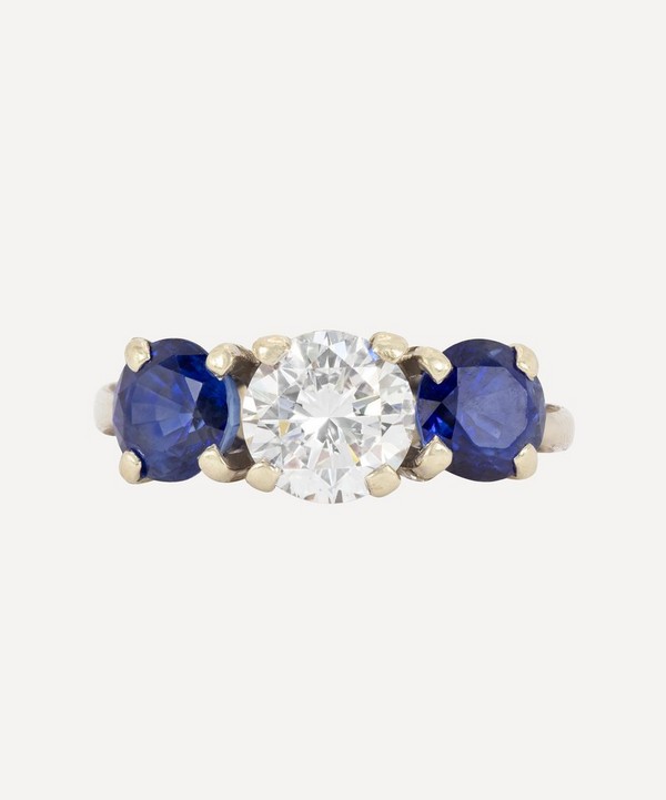 Kojis - 14ct White Gold Sapphire and Diamond Three Stone Ring