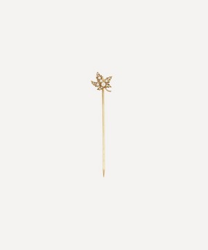 Kojis - 14ct Gold Antique Maple Leaf Pearl Pin image number 0