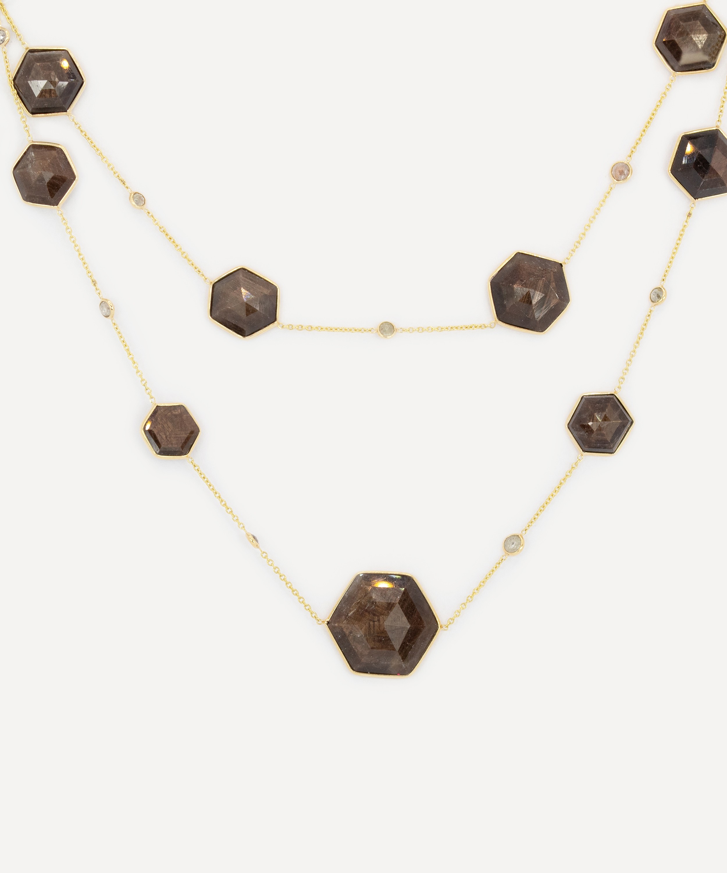 Kojis - 18ct Gold Chocolate Sapphire and Diamond Station Necklace image number 0