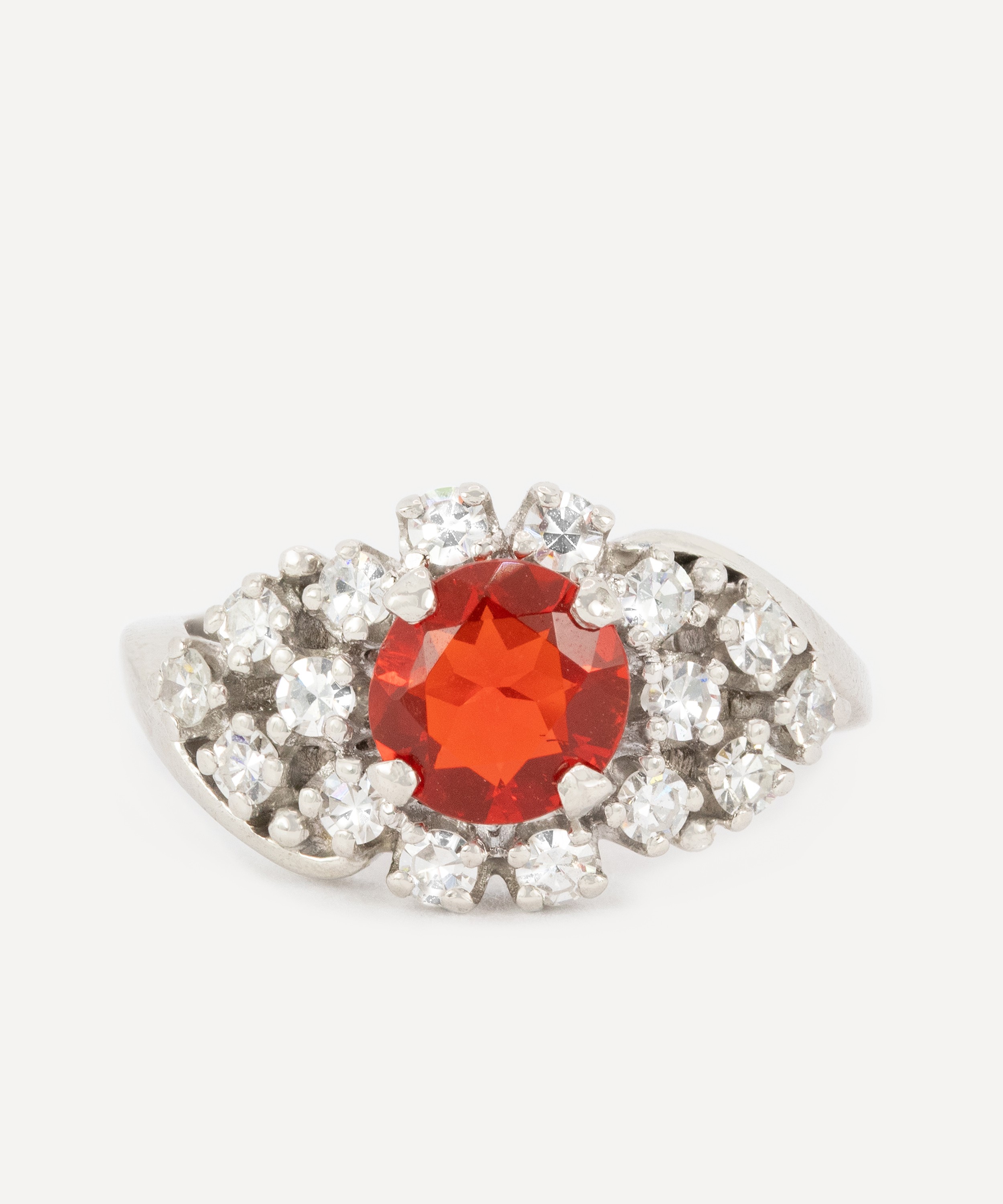 Kojis - Platinum Fire Opal and Diamond Cluster Ring image number 0