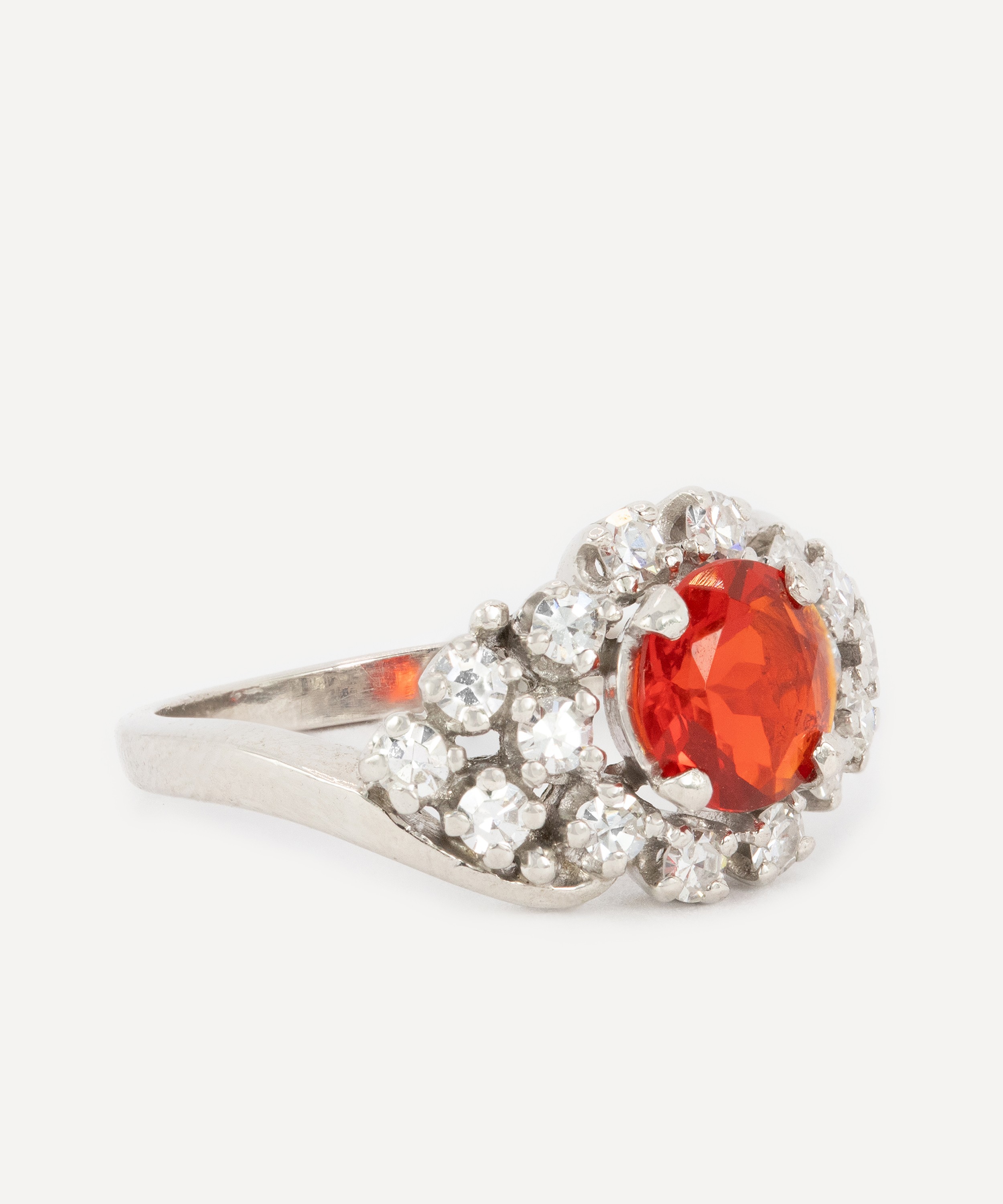 Kojis - Platinum Fire Opal and Diamond Cluster Ring image number 1
