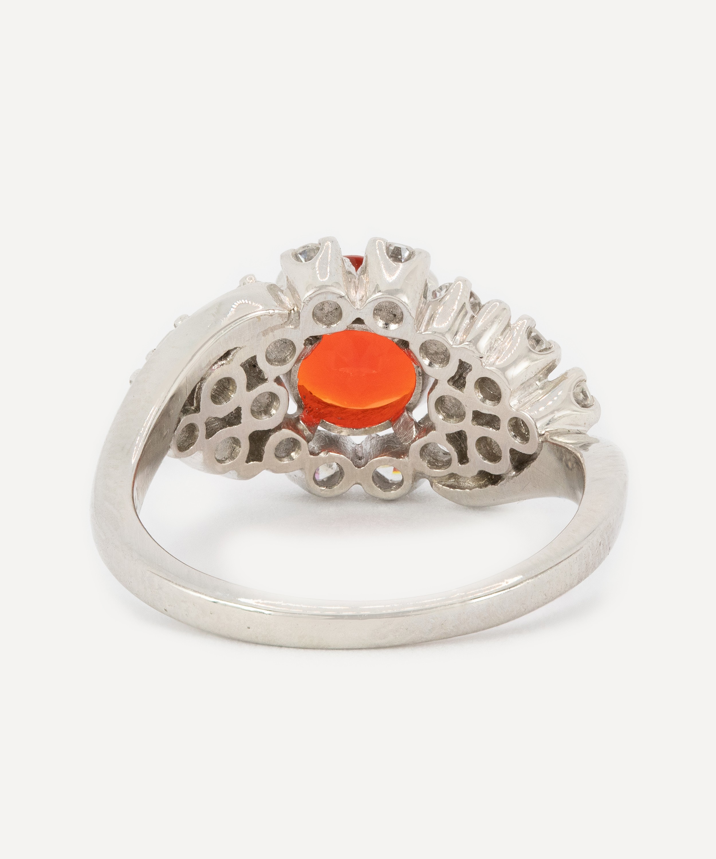 Kojis - Platinum Fire Opal and Diamond Cluster Ring image number 2