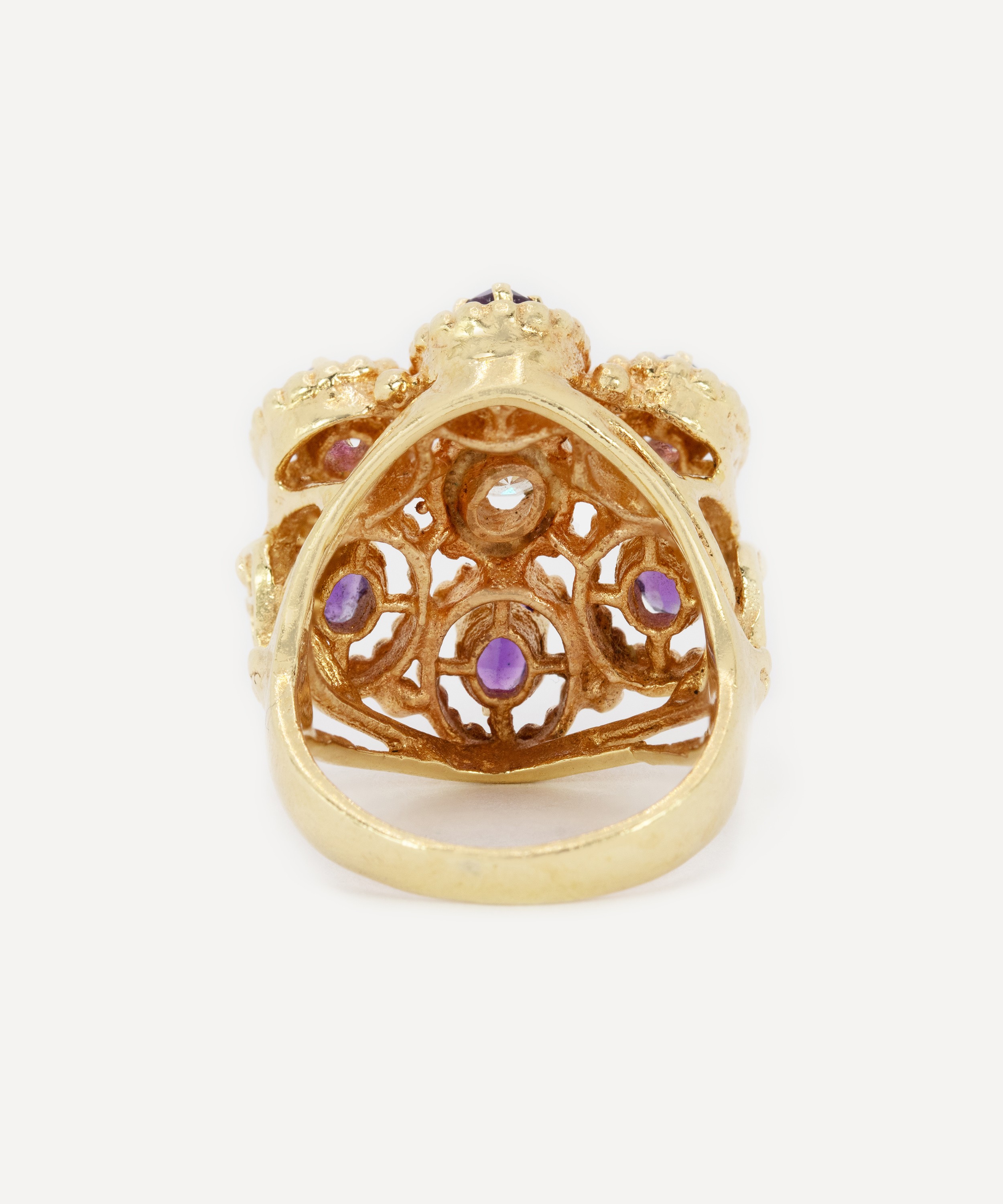 Kojis - 14ct Gold Amethyst and Diamond Cluster Ring image number 2