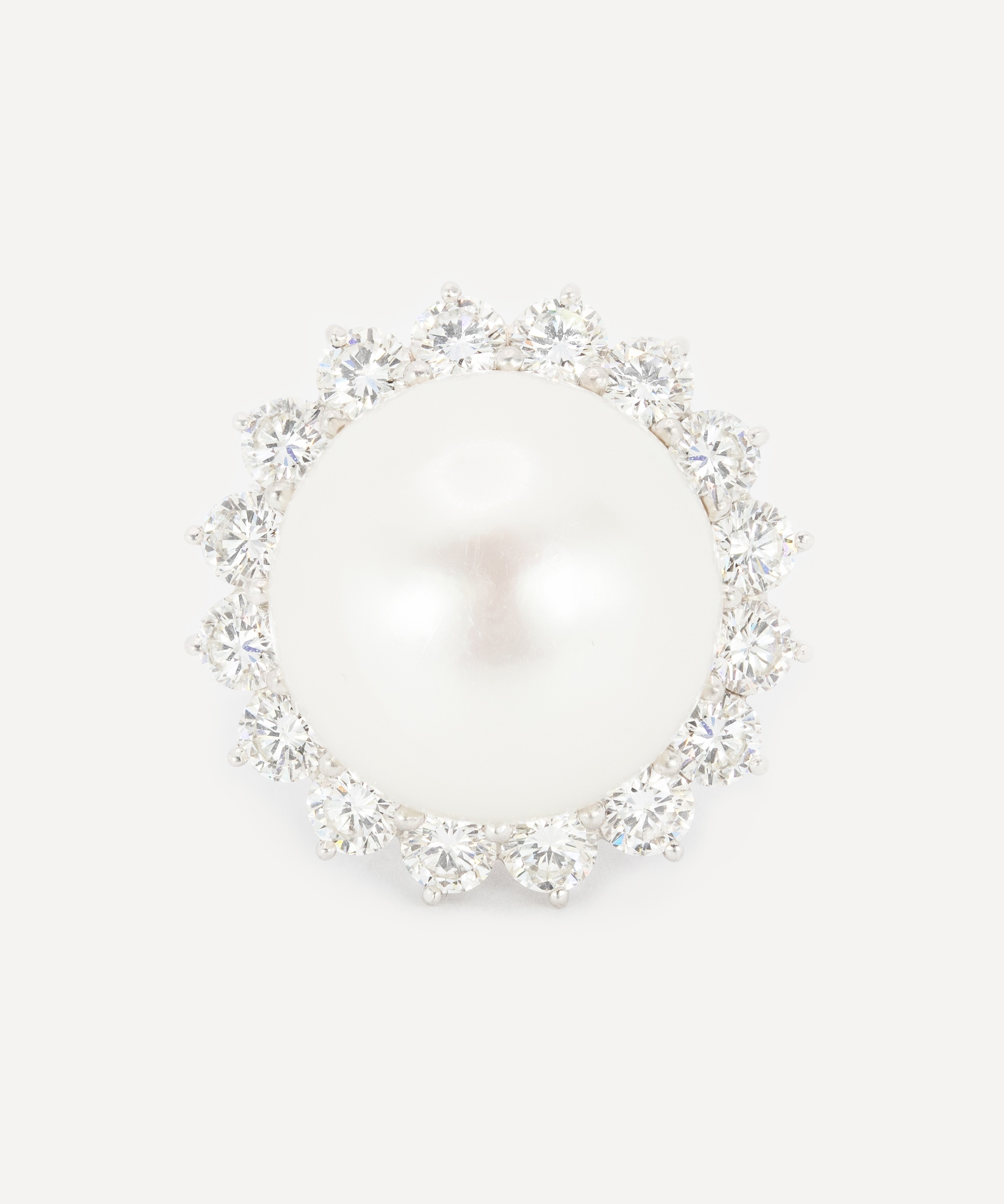 Kojis - Platinum South Sea Pearl and Diamond Cluster Ring image number 0
