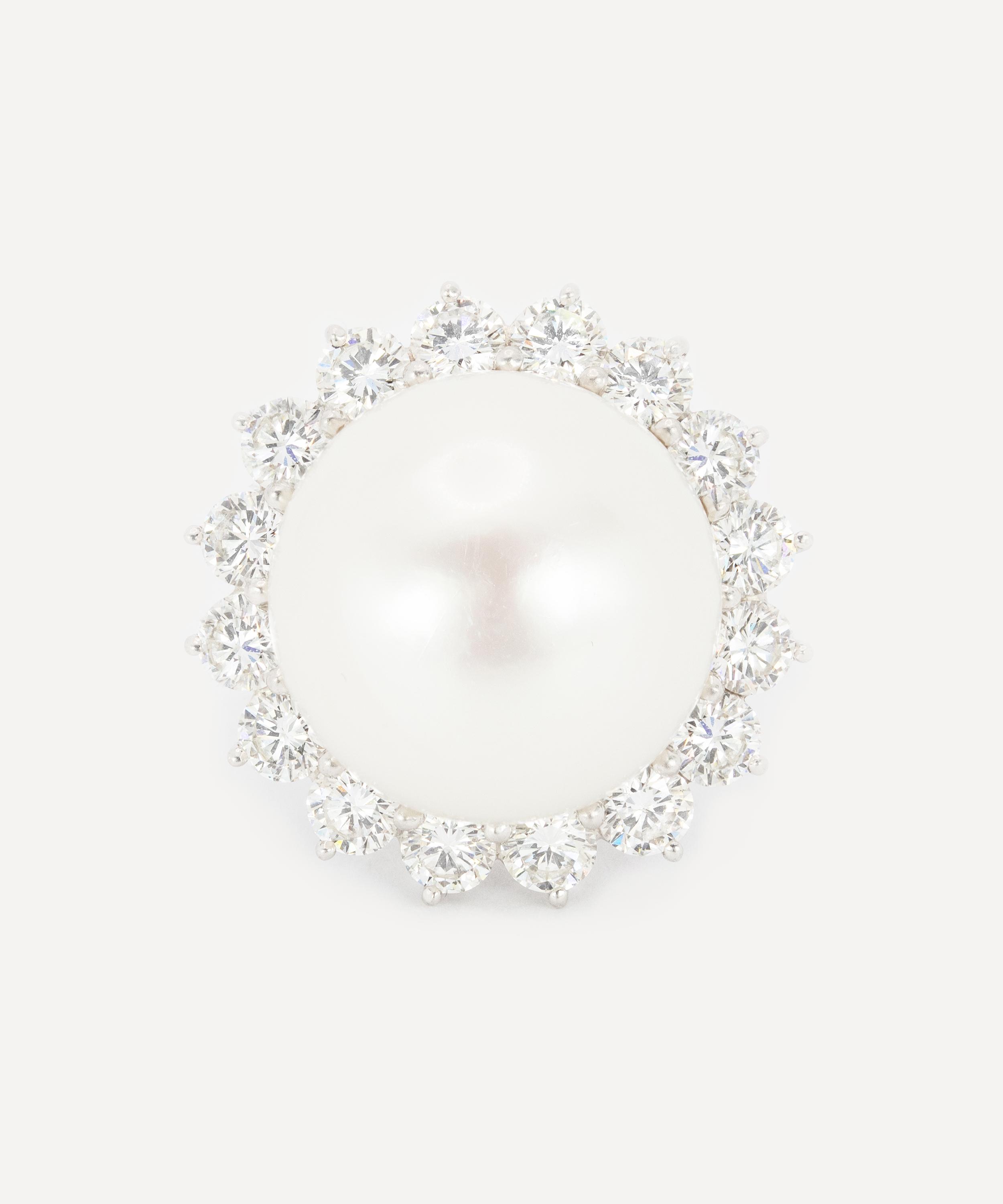 Kojis - Platinum South Sea Pearl and Diamond Cluster Ring image number 0