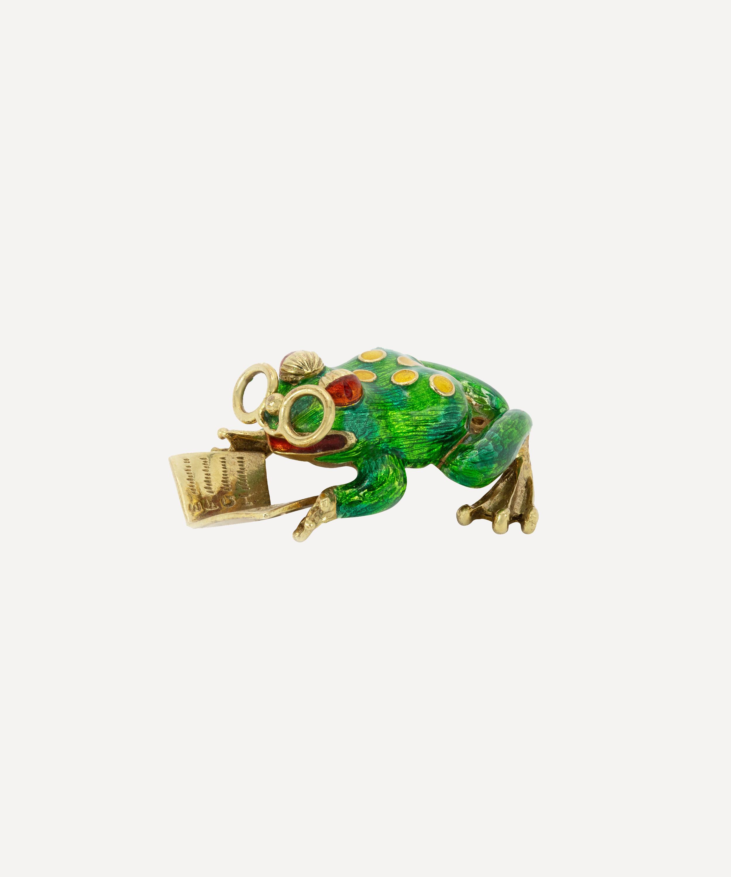 Kojis - 14ct Gold Vintage Enamel Frog Brooch image number 0