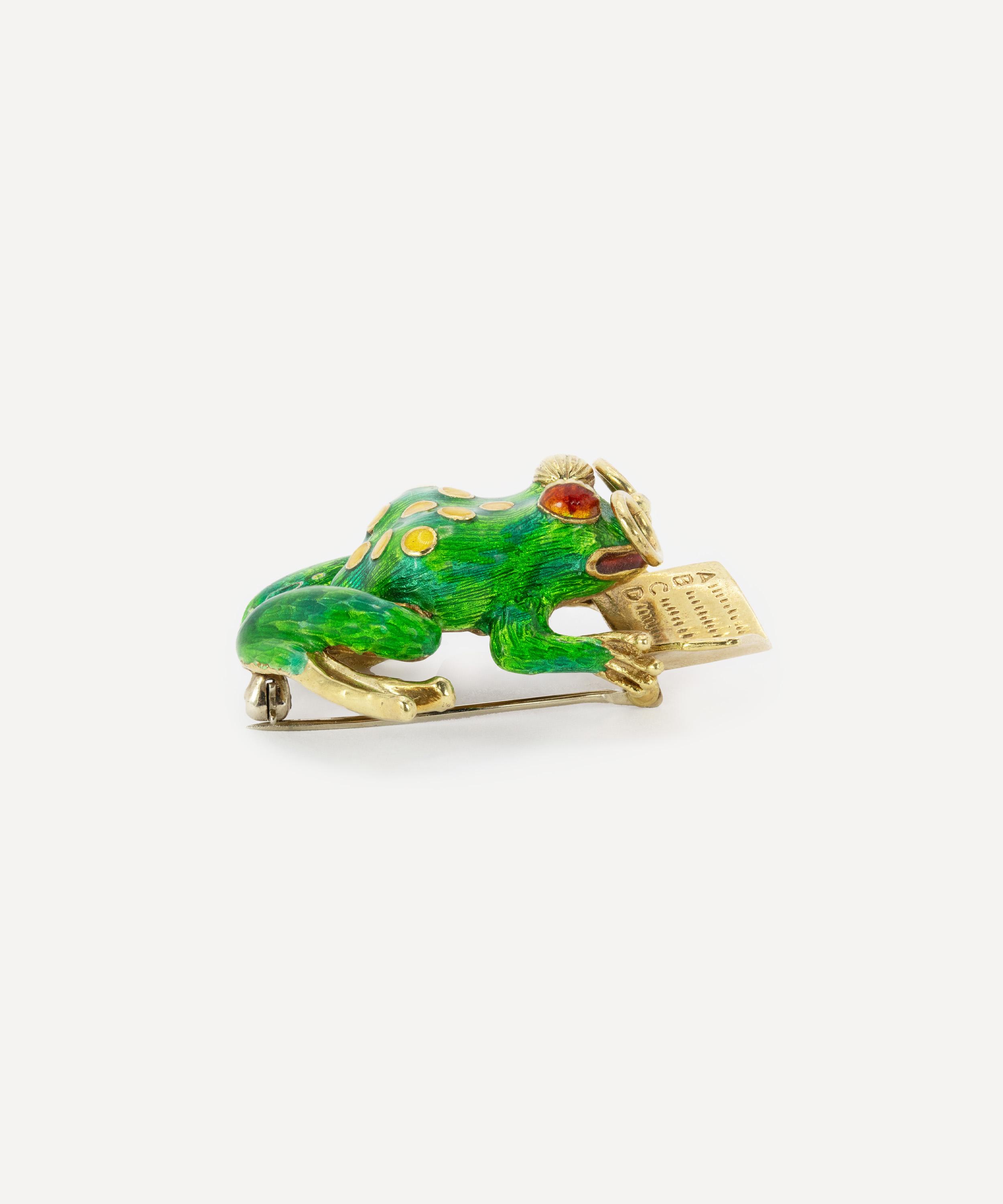 Kojis - 14ct Gold Vintage Enamel Frog Brooch image number 1