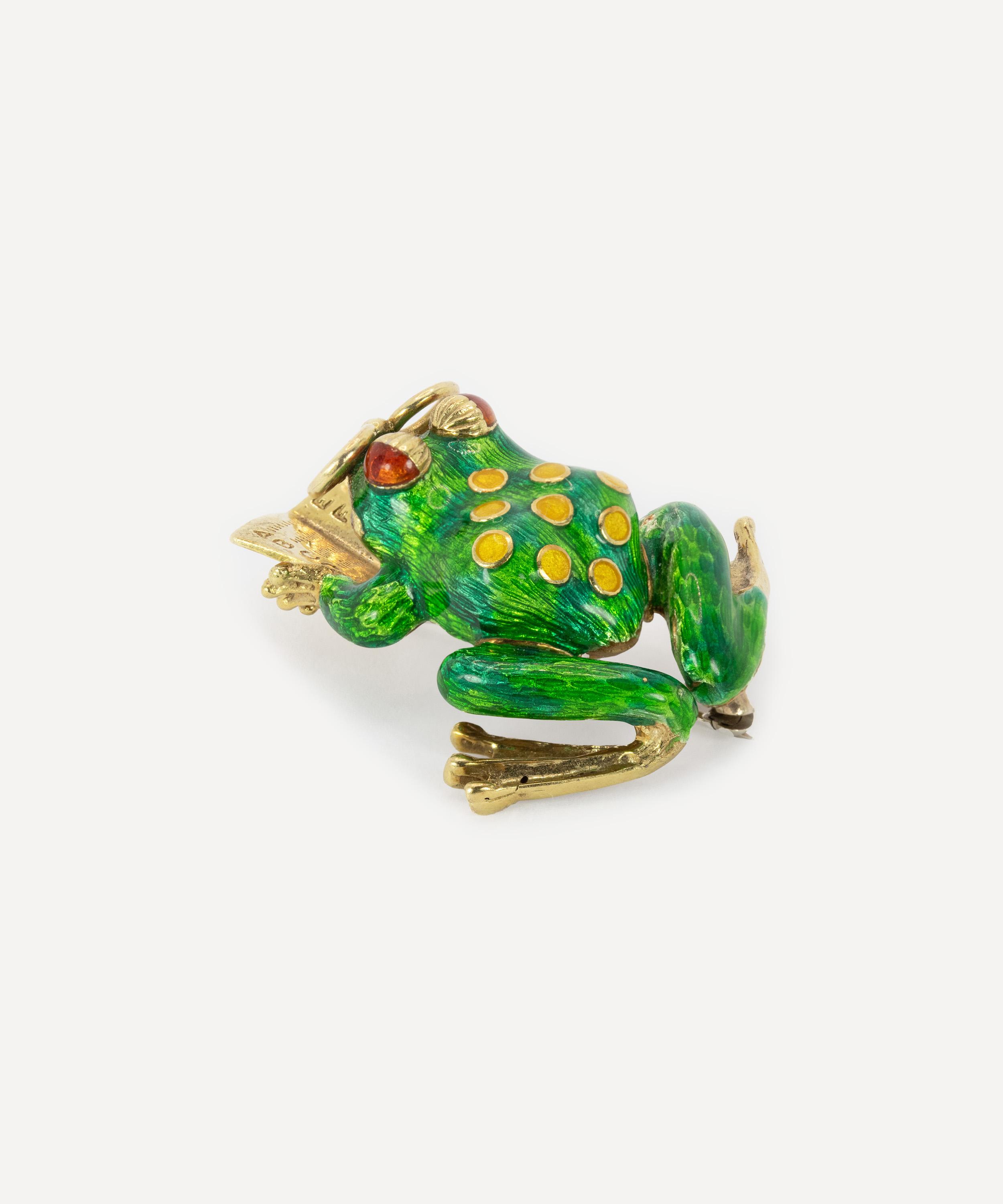 Kojis - 14ct Gold Vintage Enamel Frog Brooch image number 2