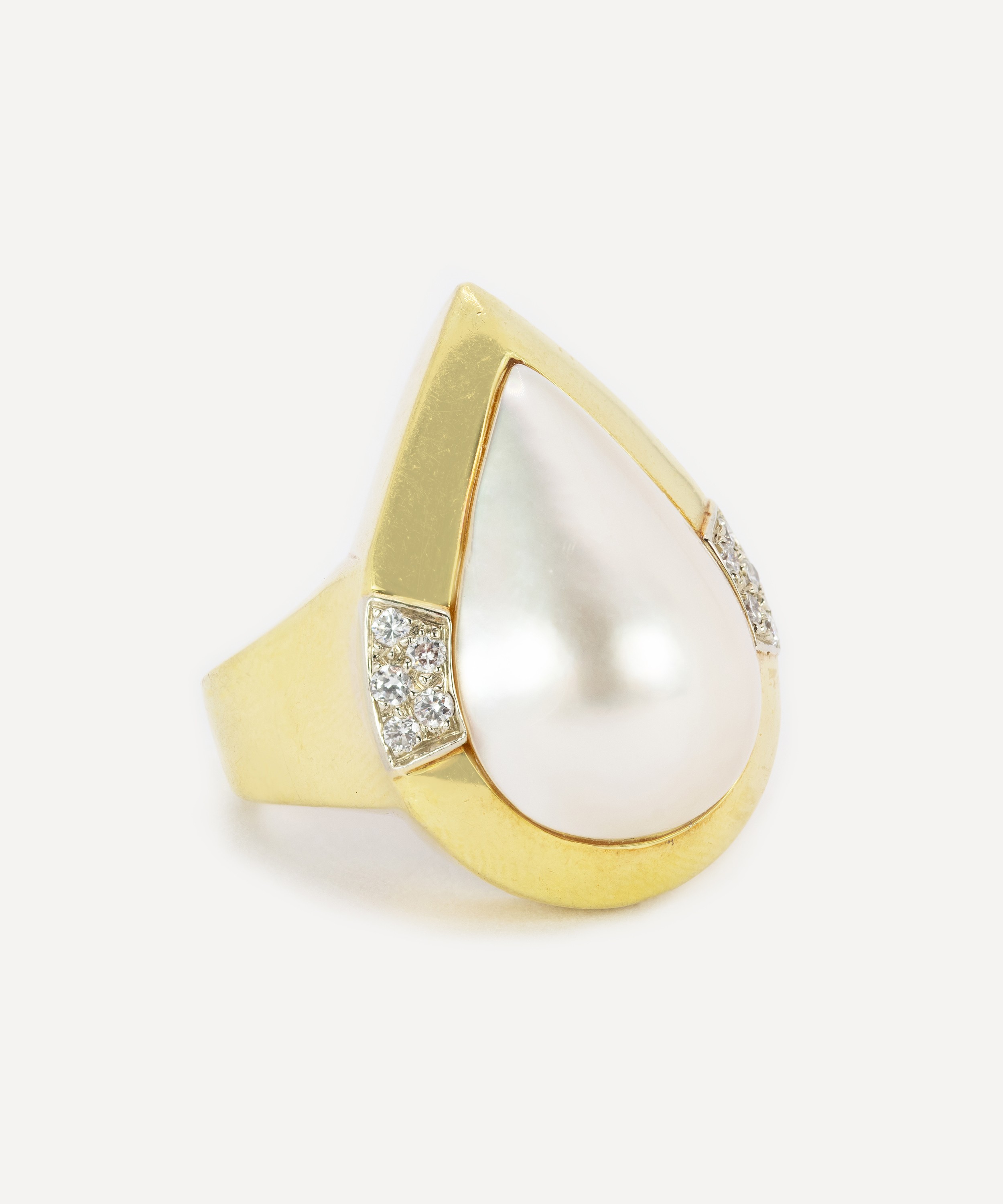 Kojis - 18ct Gold Pear Shape Mabé Pearl and Diamond Ring image number 1