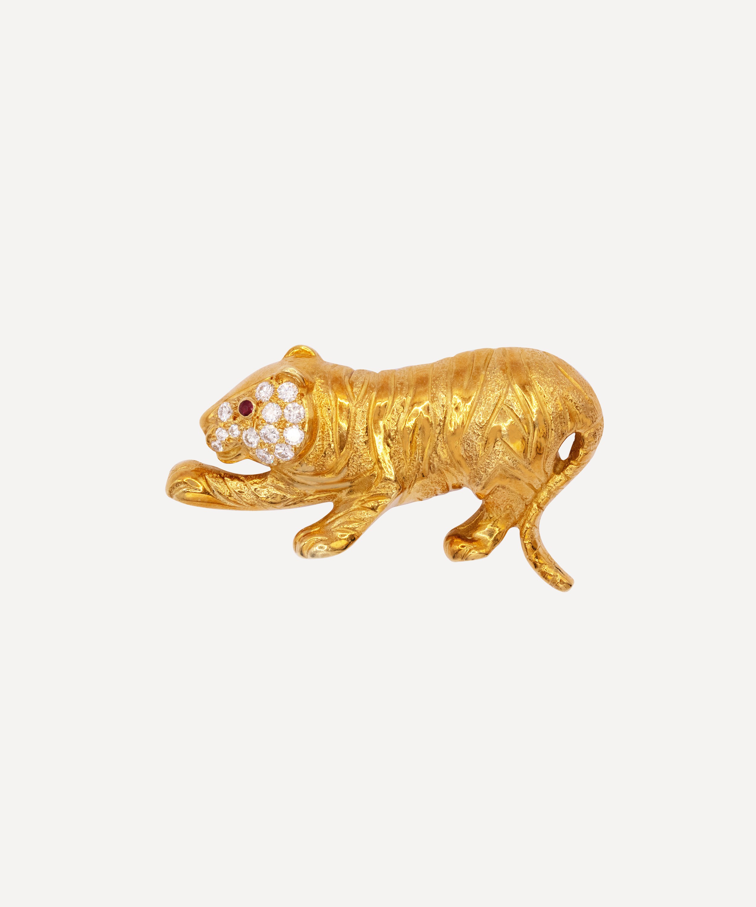 Kojis - 18ct Gold Vintage Ruby and Diamond Tiger Brooch image number 0