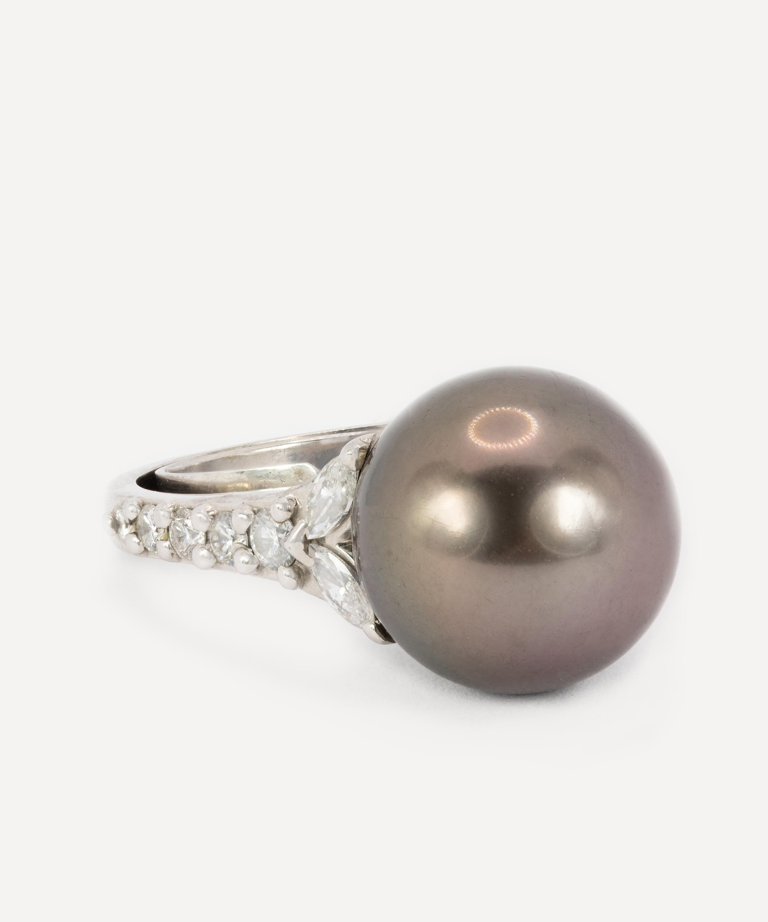 Kojis - 14ct White Gold Tahitian Pearl and Diamond Ring image number 1