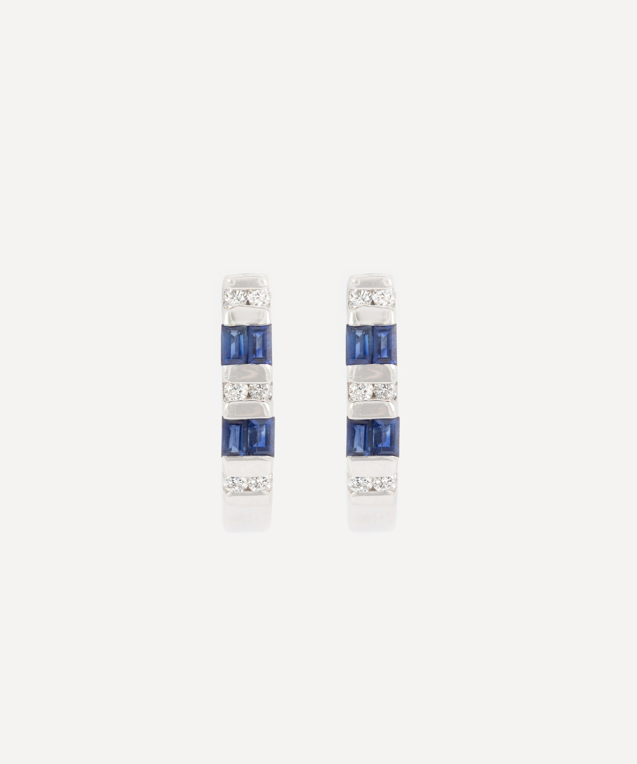 Kojis - 14ct White Gold Sapphire and Diamond Half Hoop Earrings image number 0