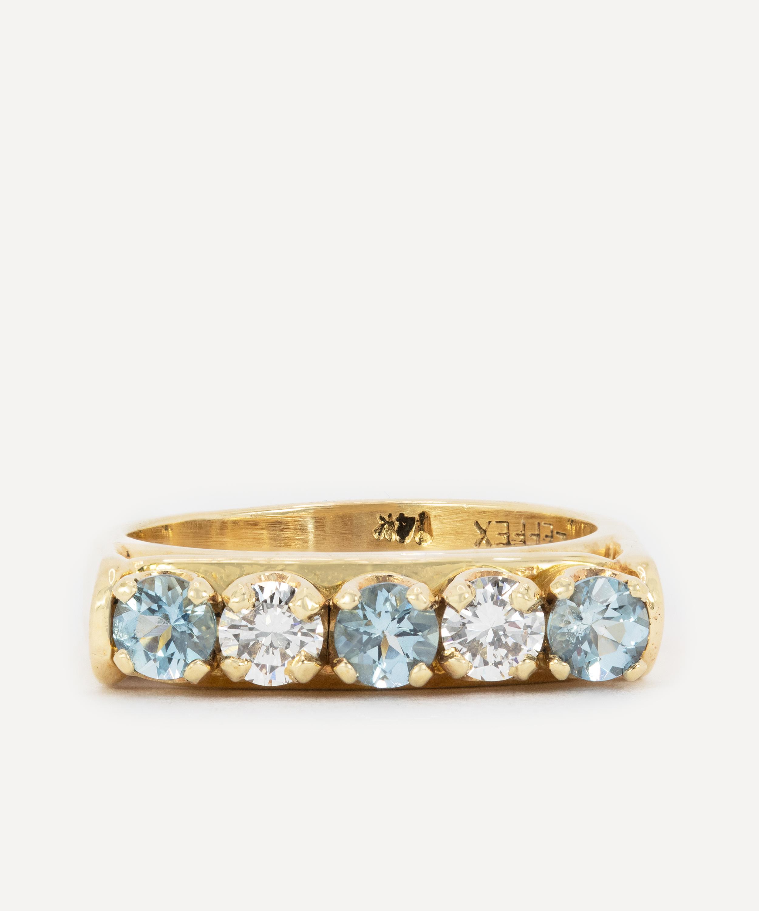 Kojis - 14ct Gold Vintage Aquamarine and Diamond Ring image number 0