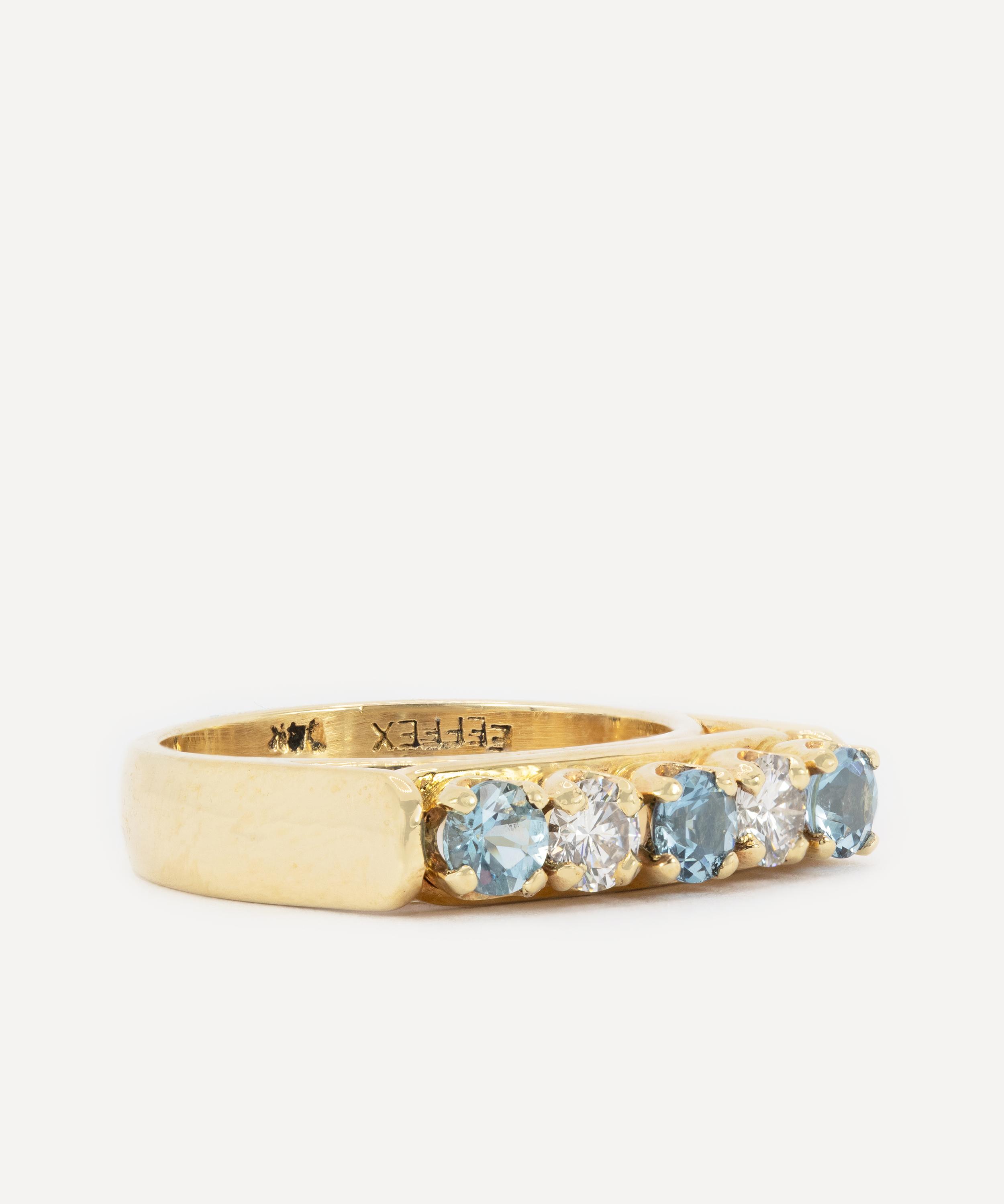 Kojis - 14ct Gold Vintage Aquamarine and Diamond Ring image number 1