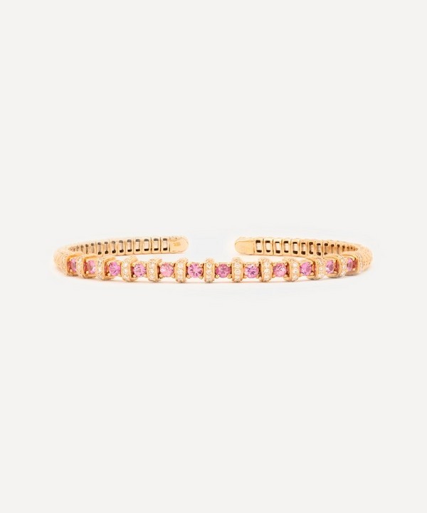 Kojis - 18ct Rose Gold Pink Sapphire and Diamond Bangle Bracelet