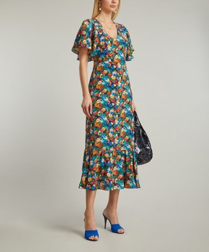 Liberty - Chatsworth Bloom Silk Crepe de Chine Aperitif Midi-Dress image number 1