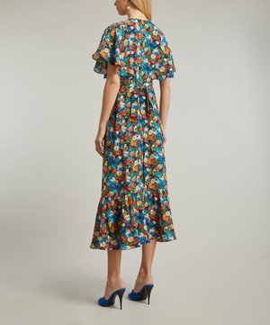 Liberty - Chatsworth Bloom Silk Crepe de Chine Aperitif Midi-Dress image number 3