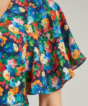 Liberty - Chatsworth Bloom Silk Crepe de Chine Aperitif Midi-Dress image number 4