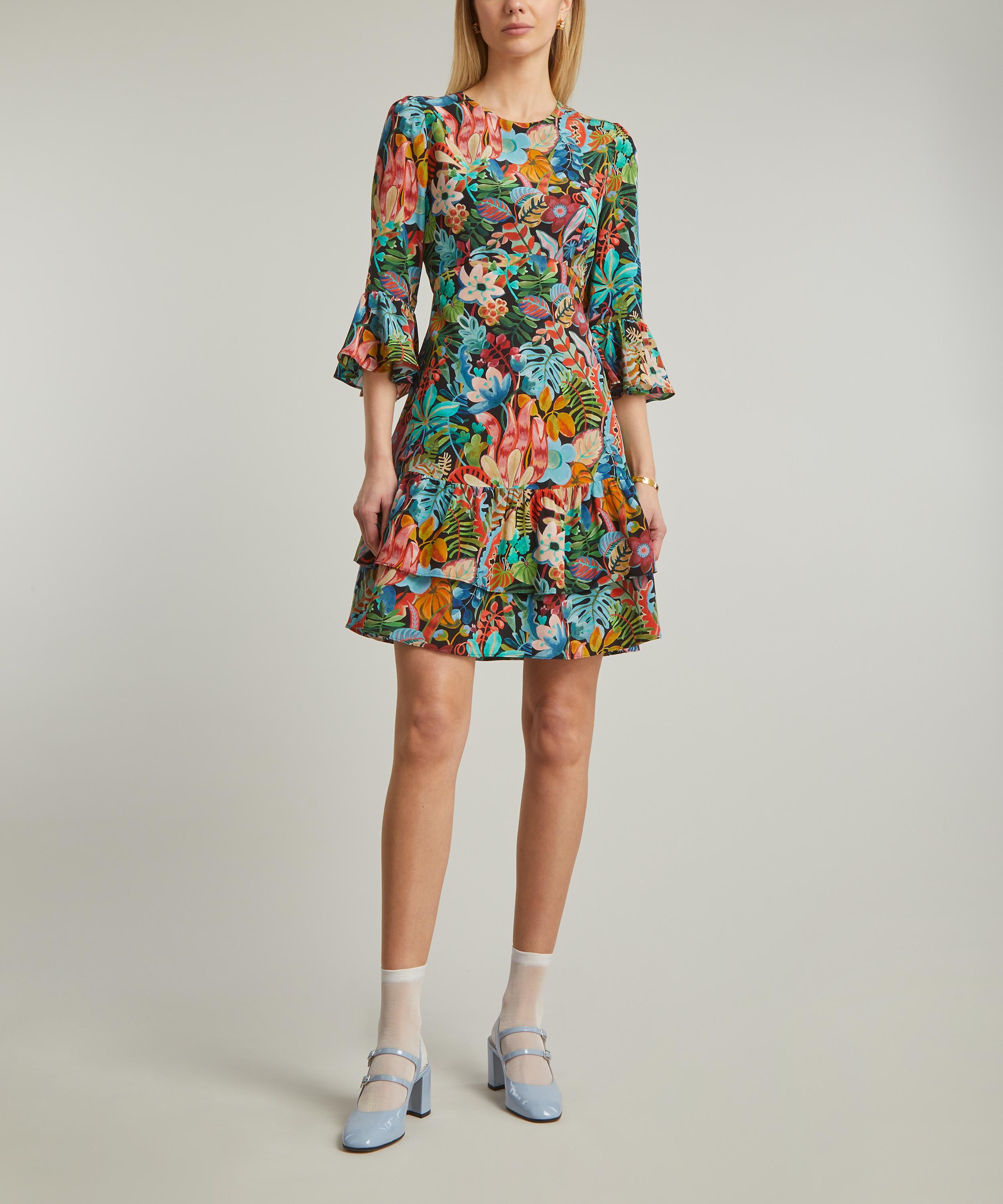 Liberty - Jungle Trip Silk Crepe de Chine Gala Mini-Dress  image number 5