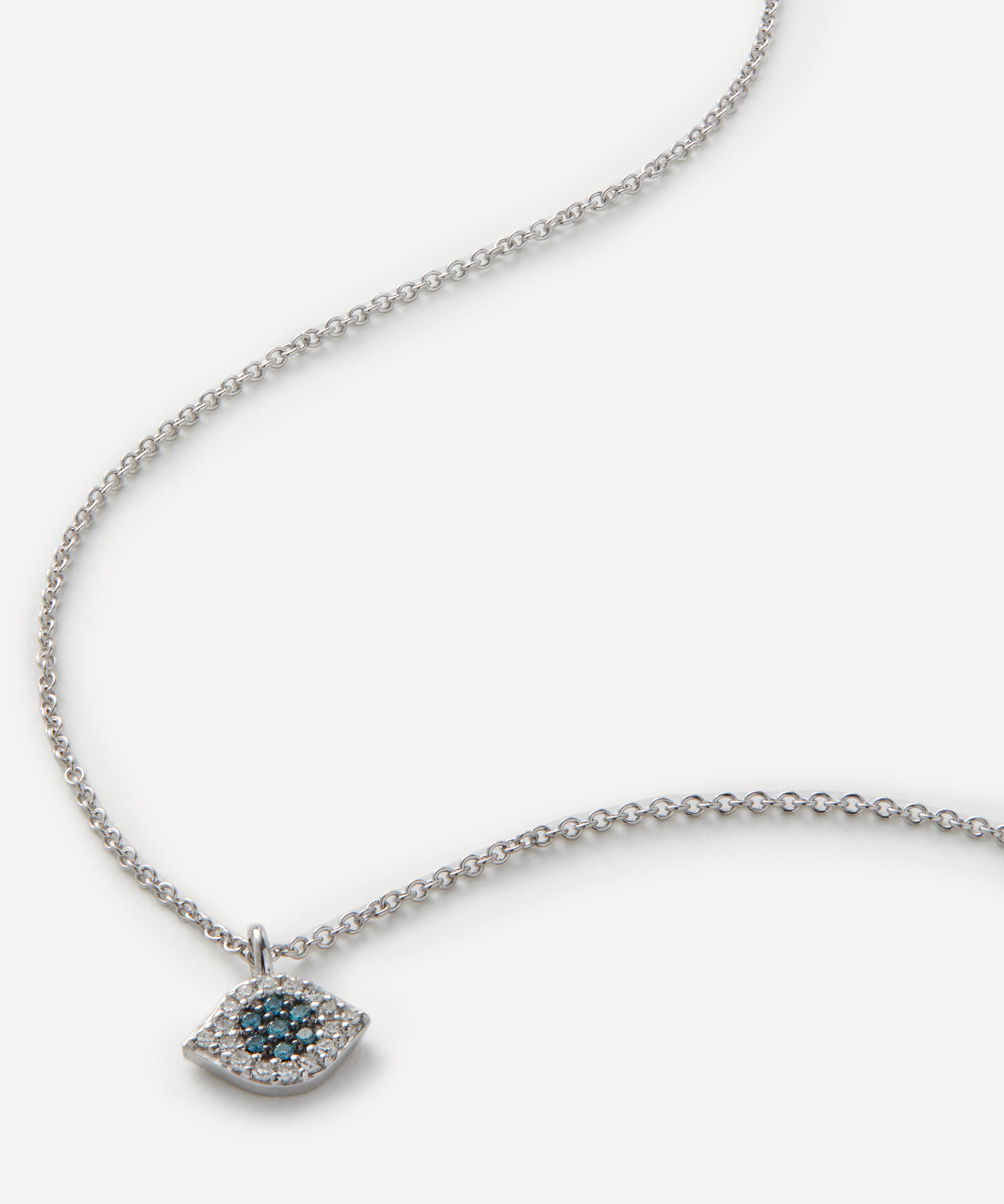 Roxanne First - 14ct White Gold Mini Diamond Evil Eye Pendant Necklace