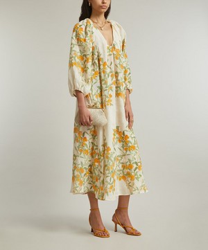 Bernadette - Georgette Kumquat Linen Dress image number 1
