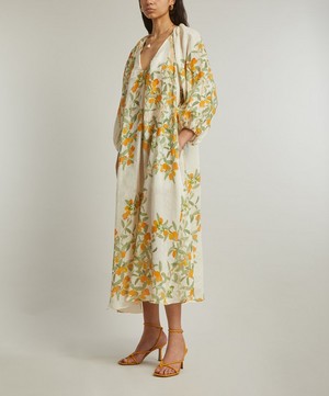 Bernadette - Georgette Kumquat Linen Dress image number 2