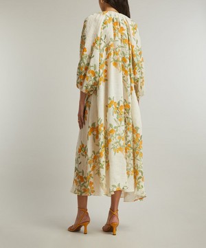 Bernadette - Georgette Kumquat Linen Dress image number 3
