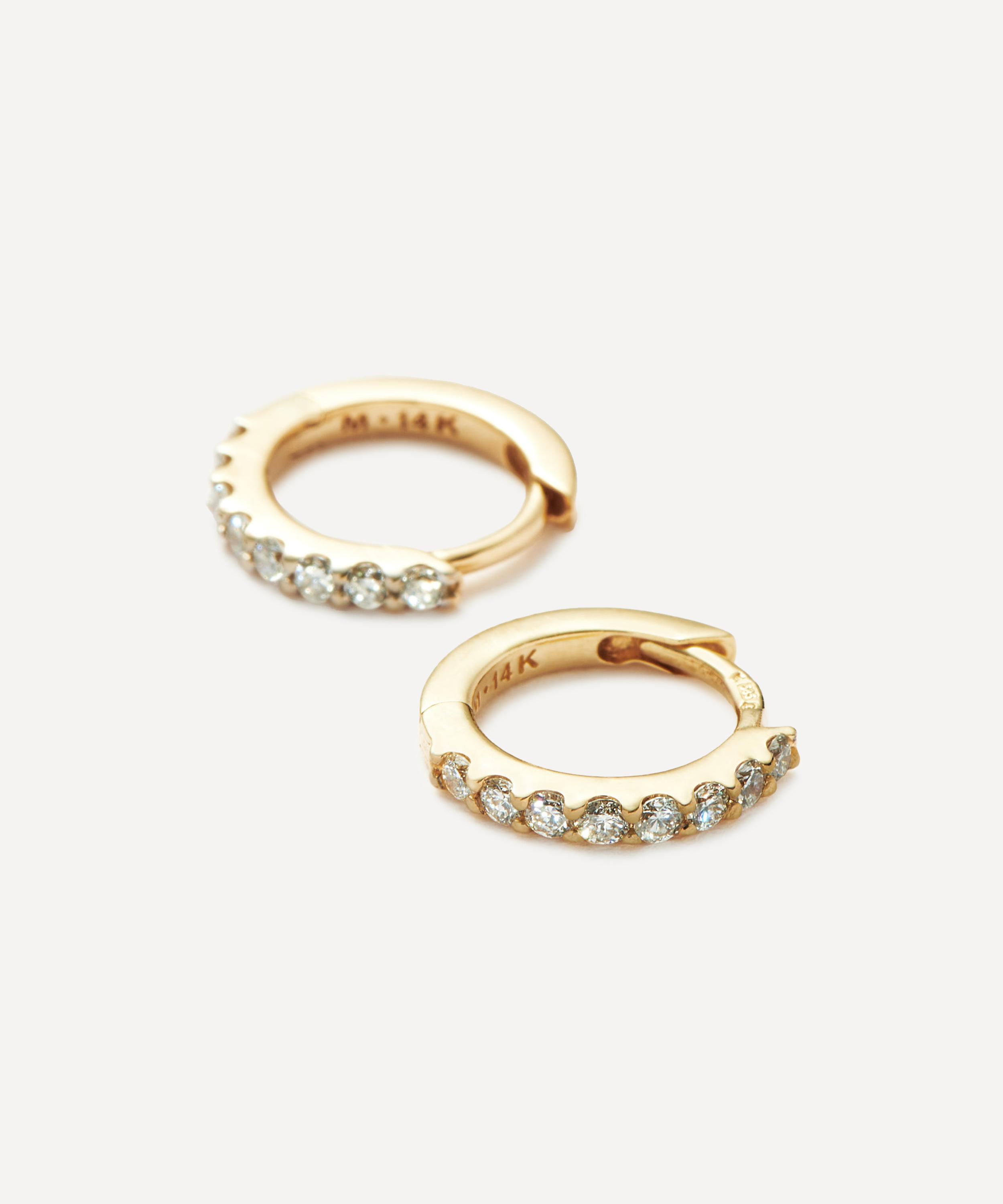 Missoma - 14ct Gold Fine Classic Diamond Huggie Hoop Earrings image number 1