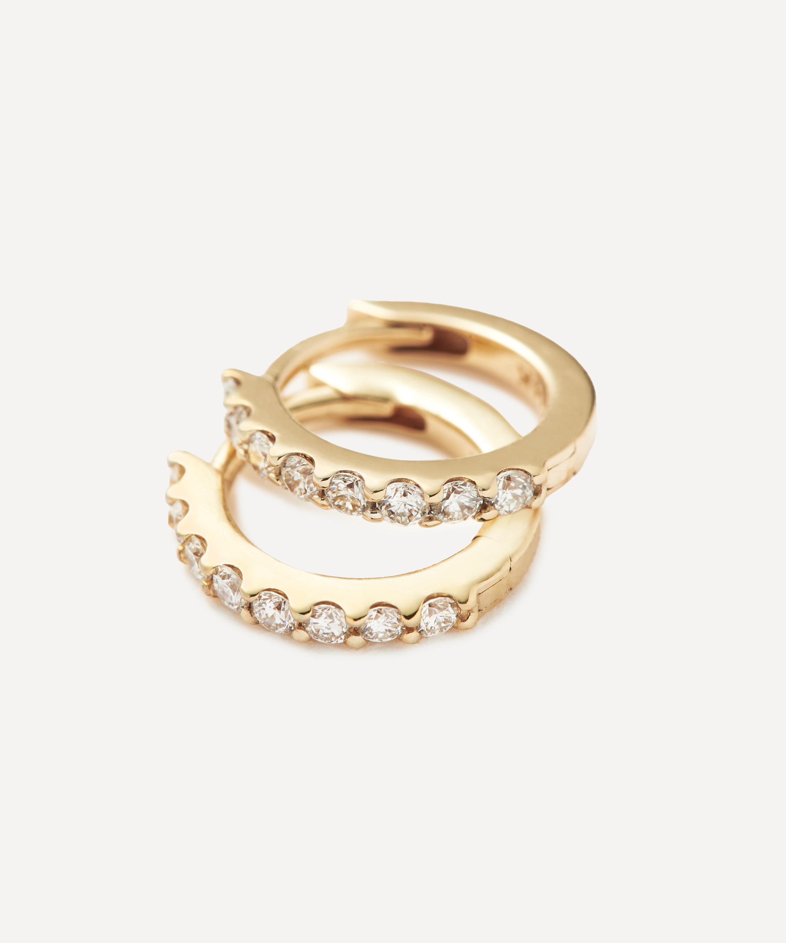 Missoma - 14ct Gold Fine Classic Diamond Huggie Hoop Earrings image number 2