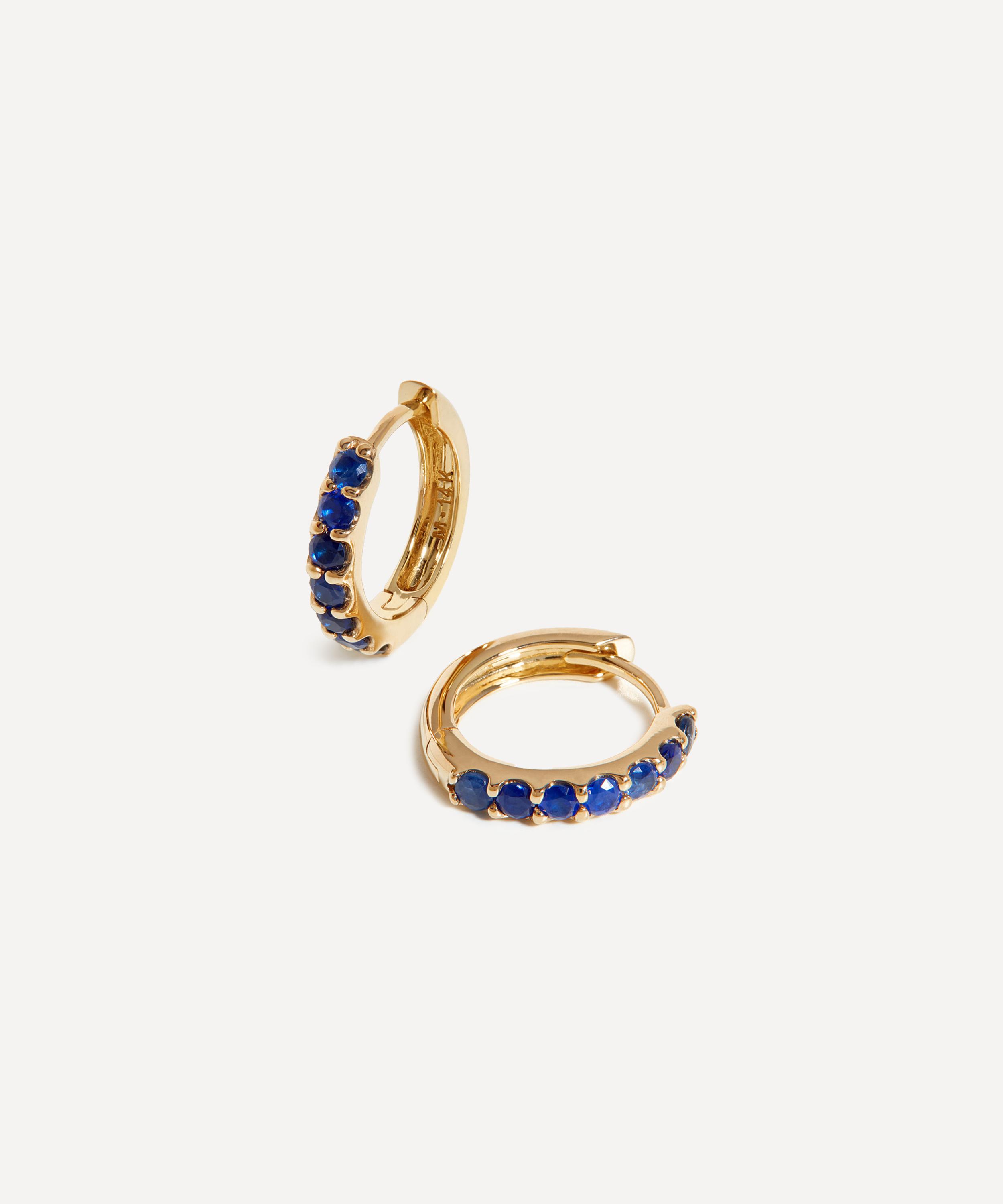 Missoma - 14ct Gold Fine Sapphire Huggie Hoop Earrings image number 0
