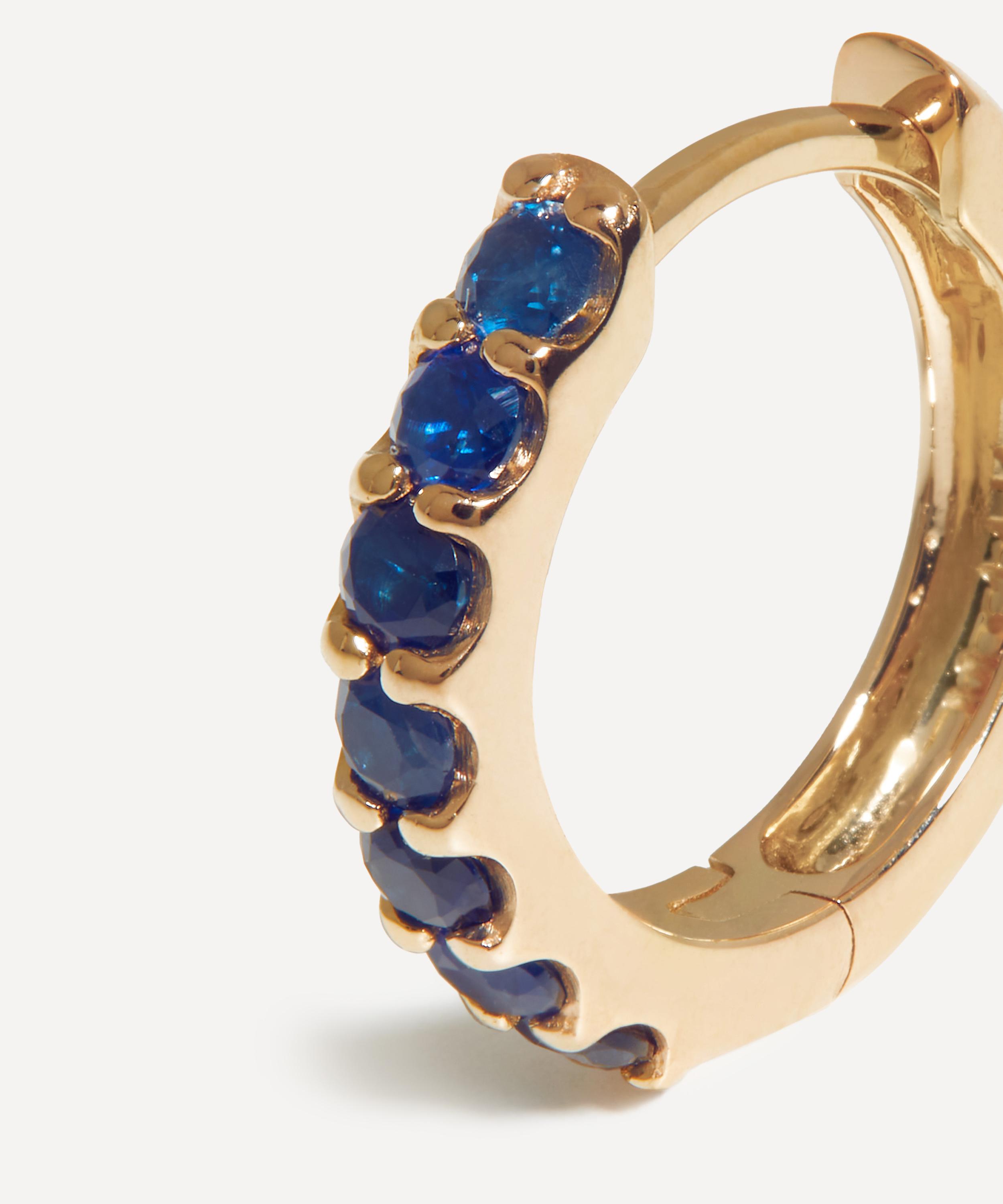 Missoma - 14ct Gold Fine Sapphire Huggie Hoop Earrings image number 2