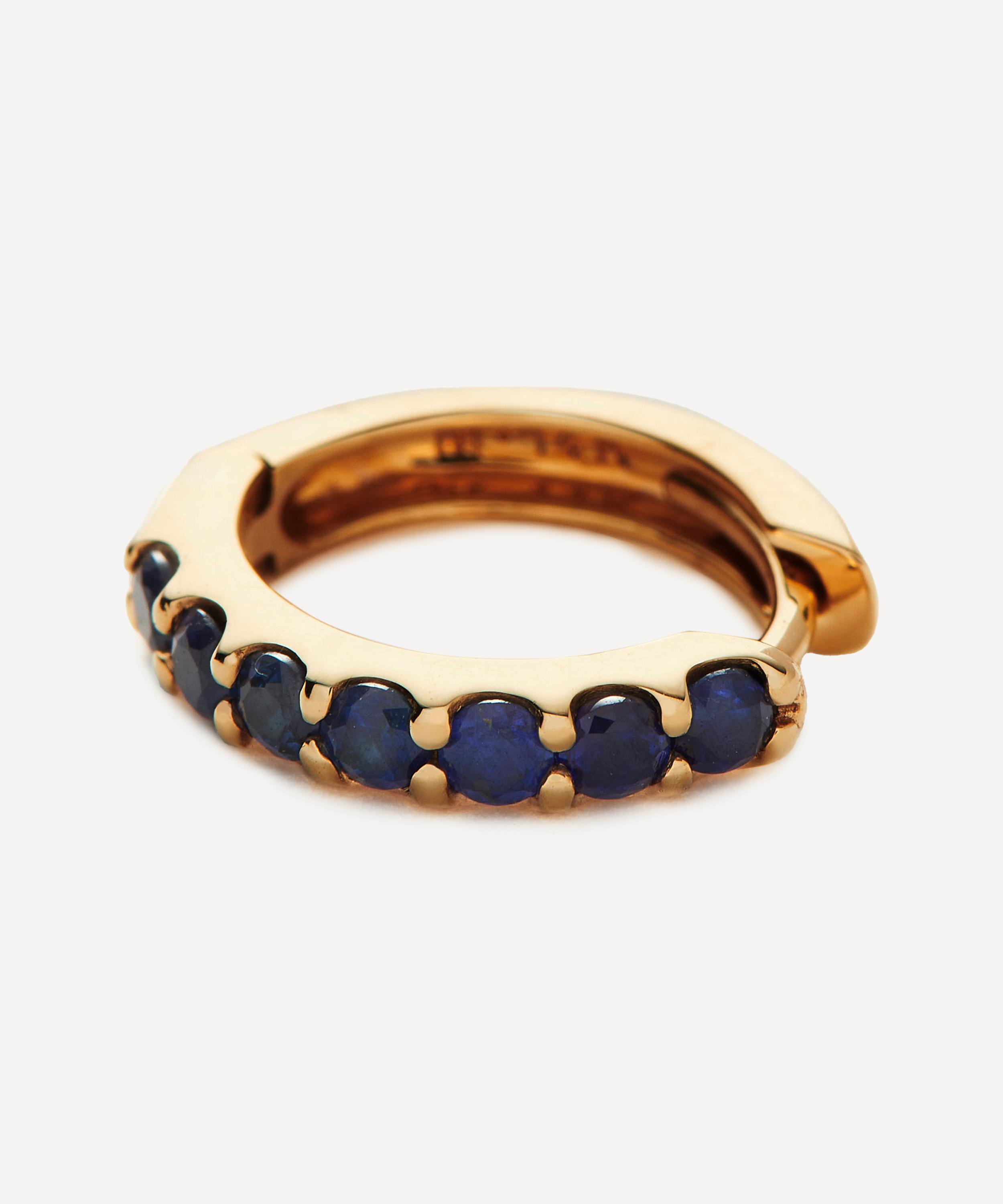 Missoma - 14ct Gold Fine Sapphire Huggie Hoop Earrings image number 3