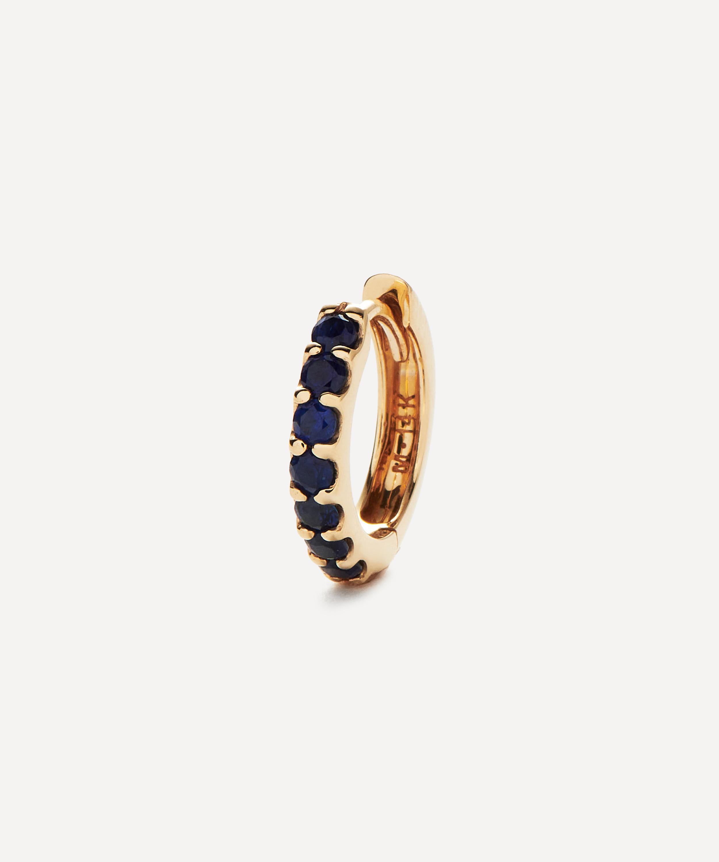 Missoma - 14ct Gold Fine Sapphire Huggie Hoop Earrings image number 4