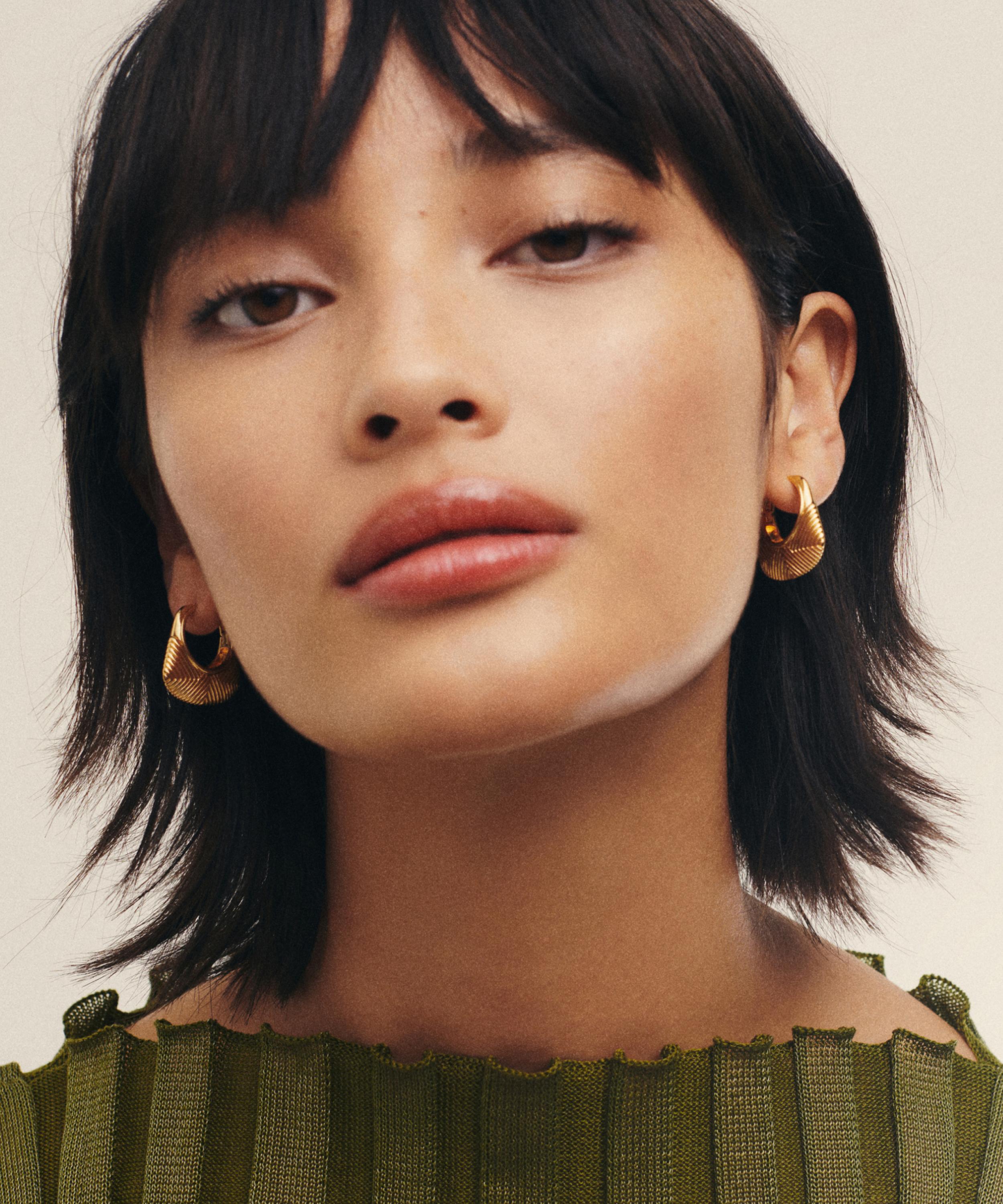 Missoma - 18ct Gold-Plated Hera Ridge Hoop Earrings image number 1