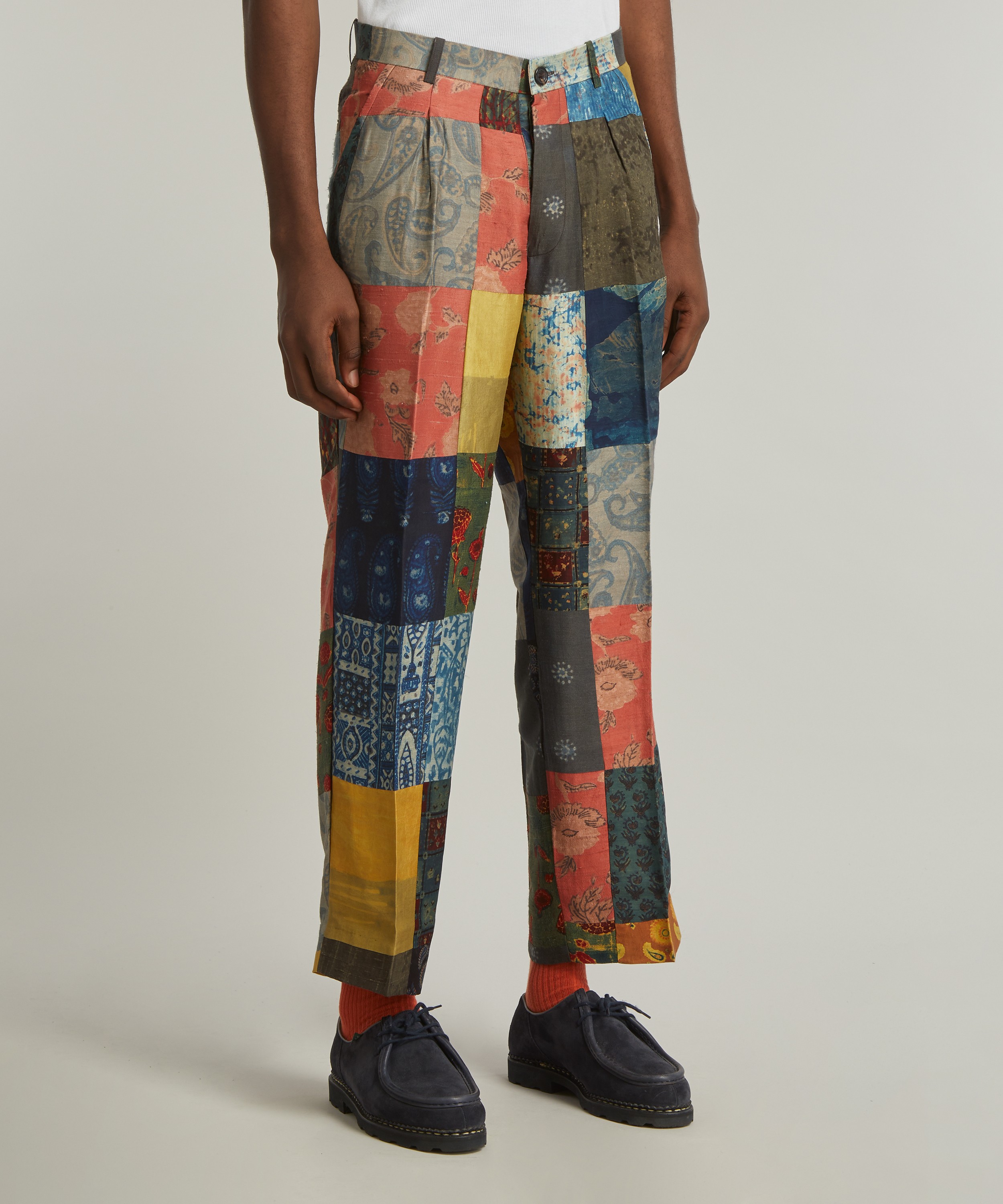 Kartik Research - Pleated Patchwork Silk Trousers image number 2