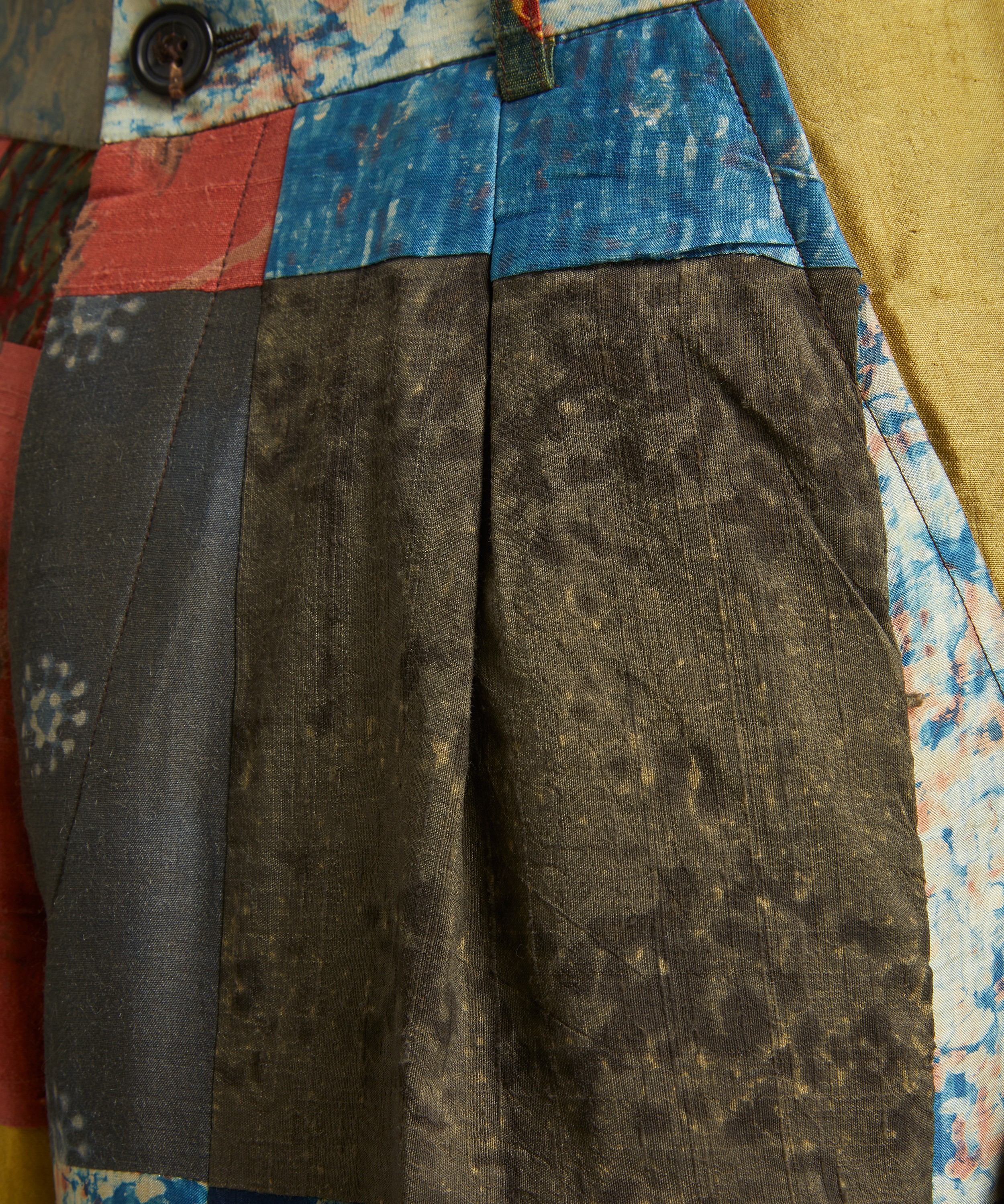 Kartik Research - Pleated Patchwork Silk Trousers image number 4