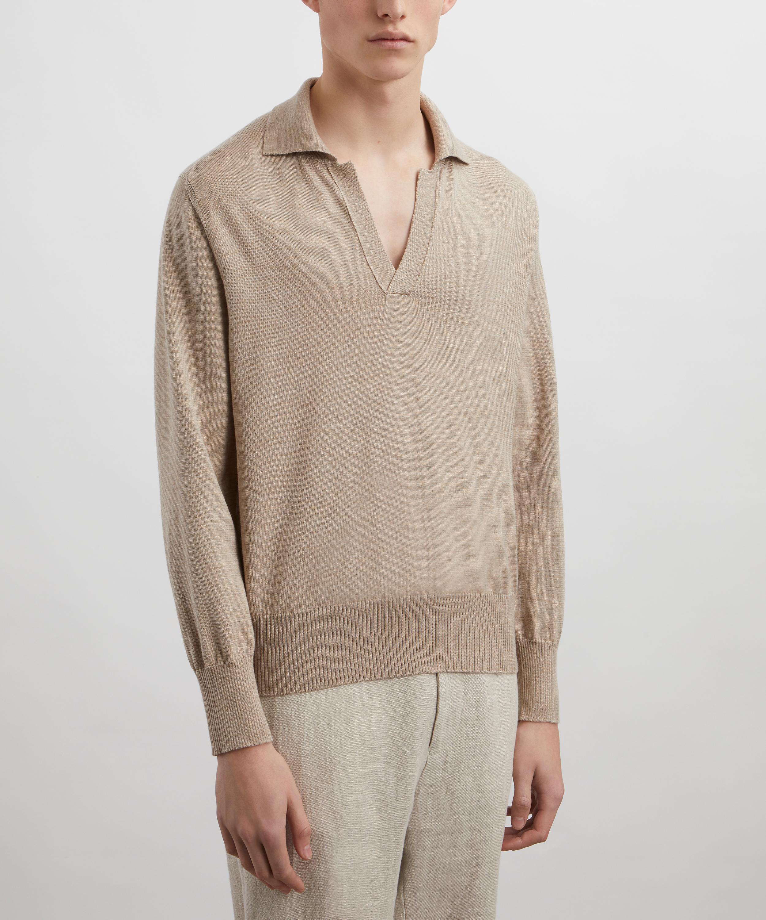 Stoffa - Long Sleeve Sand Cashmere Polo image number 2