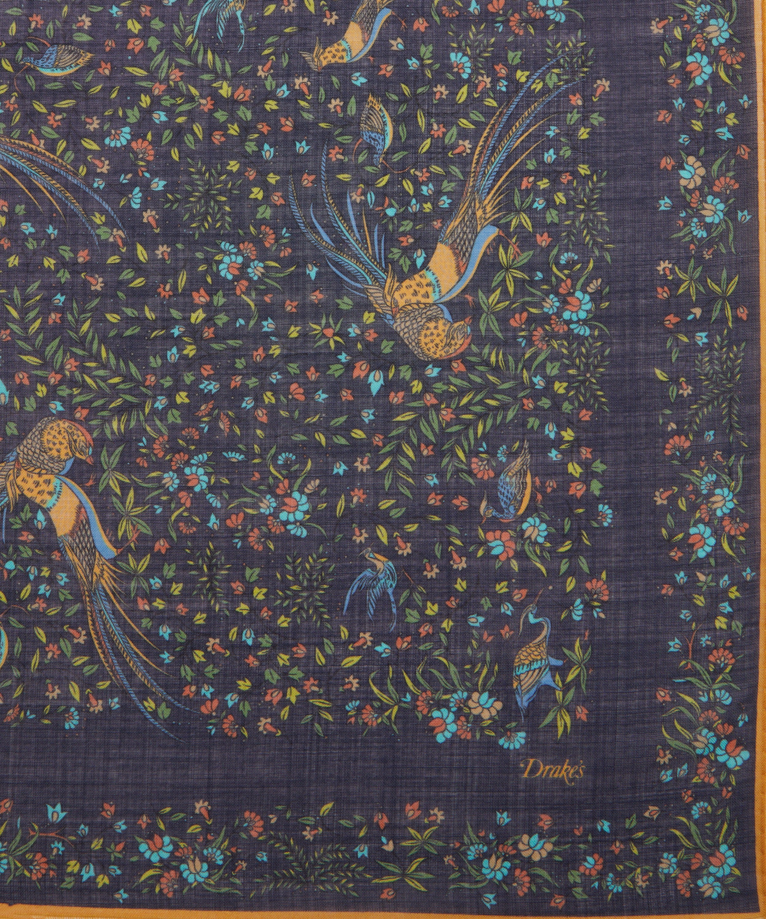 Drakes - Floral Birds of Paradise Wool-Silk Scarf image number 2