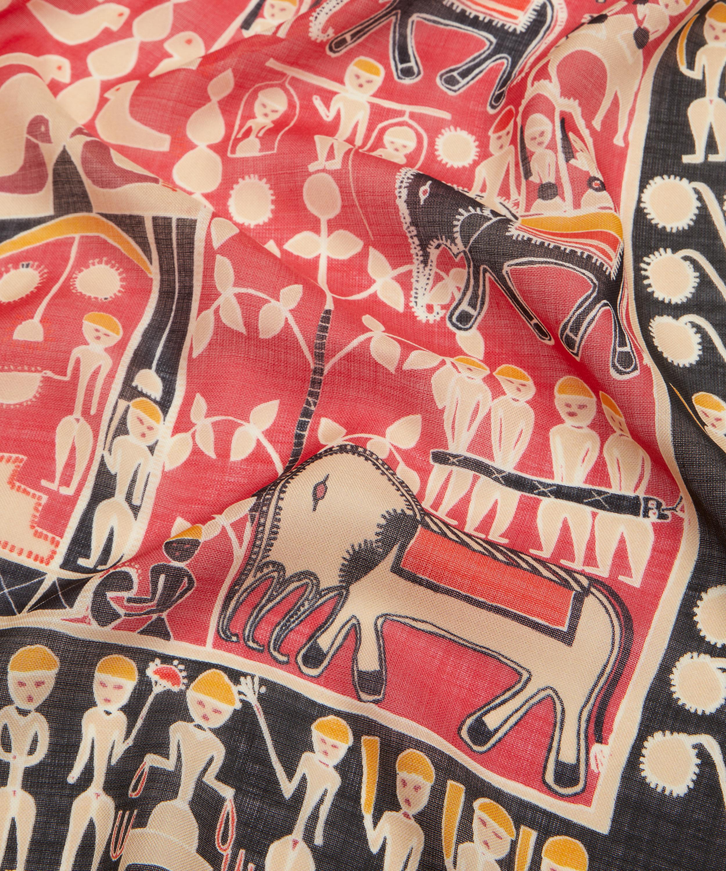 Drakes - Tribal Elephant Wool-Silk Scarf image number 3