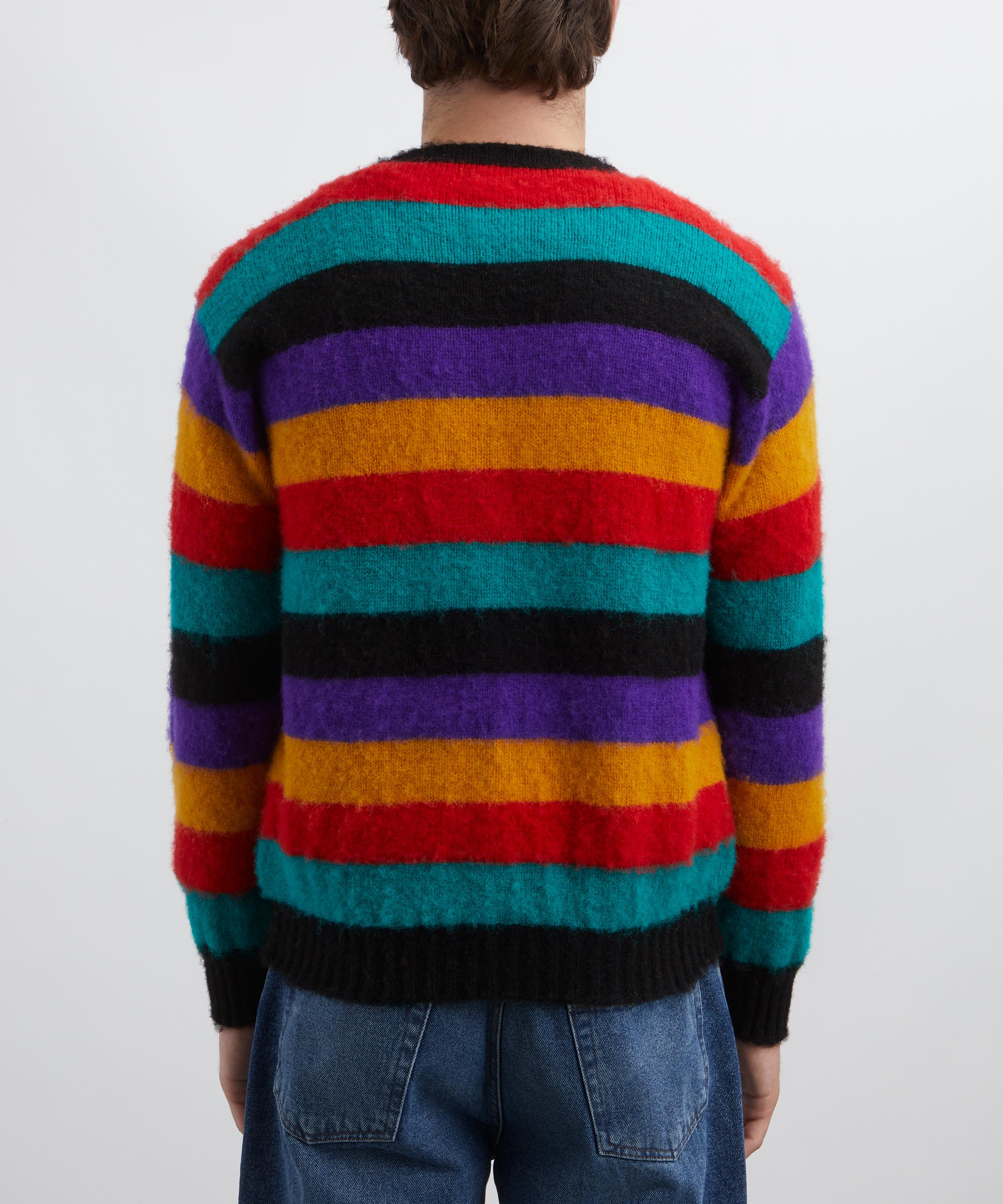 Drakes - Striped Brushed Shetland Crew Neck Jumper image number 3